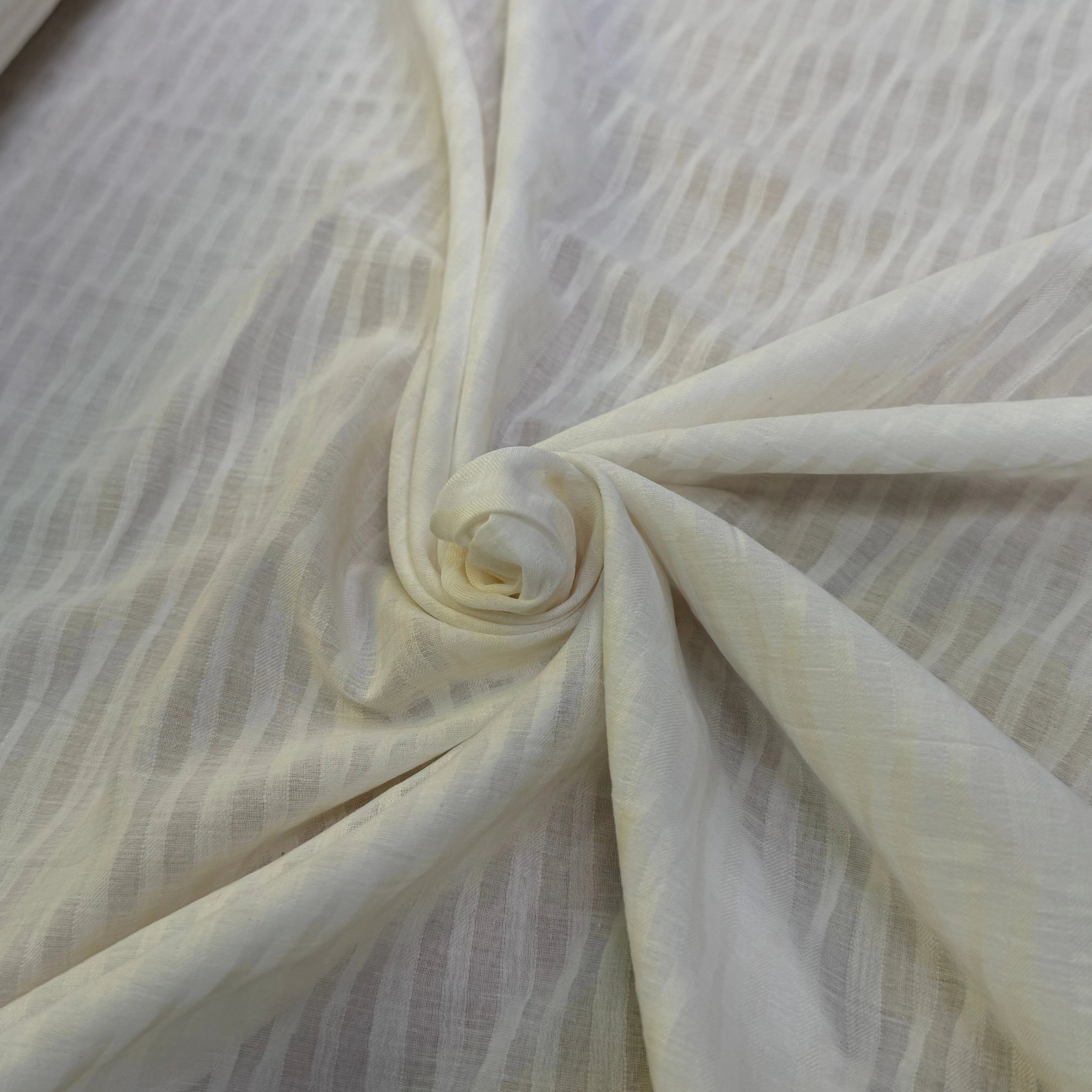 COTON À RAYURES SUR VOILE FLUIDE ÉCRU ULTRA BEAU - My Little Coupon