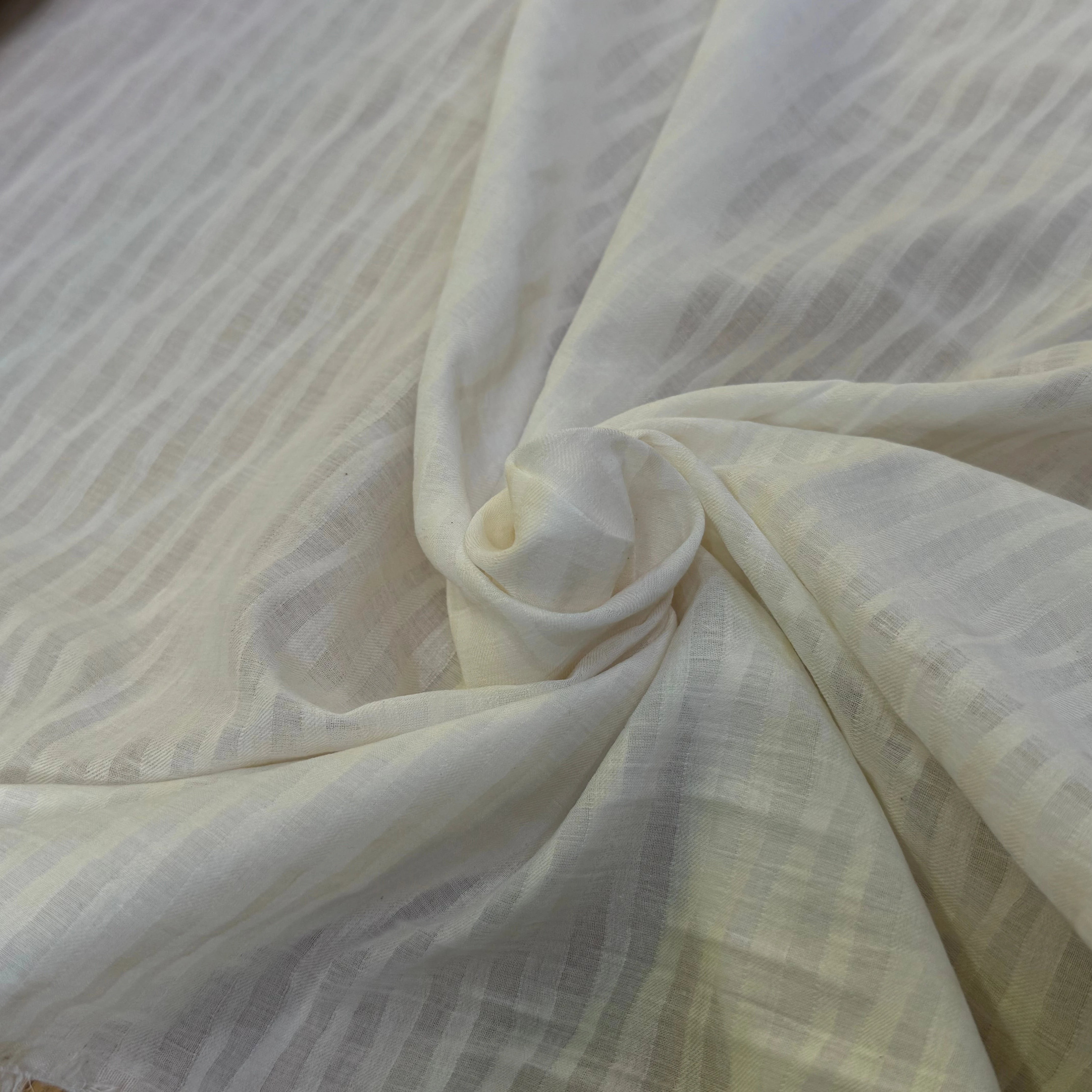 COTON À RAYURES SUR VOILE FLUIDE ÉCRU ULTRA BEAU - My Little Coupon