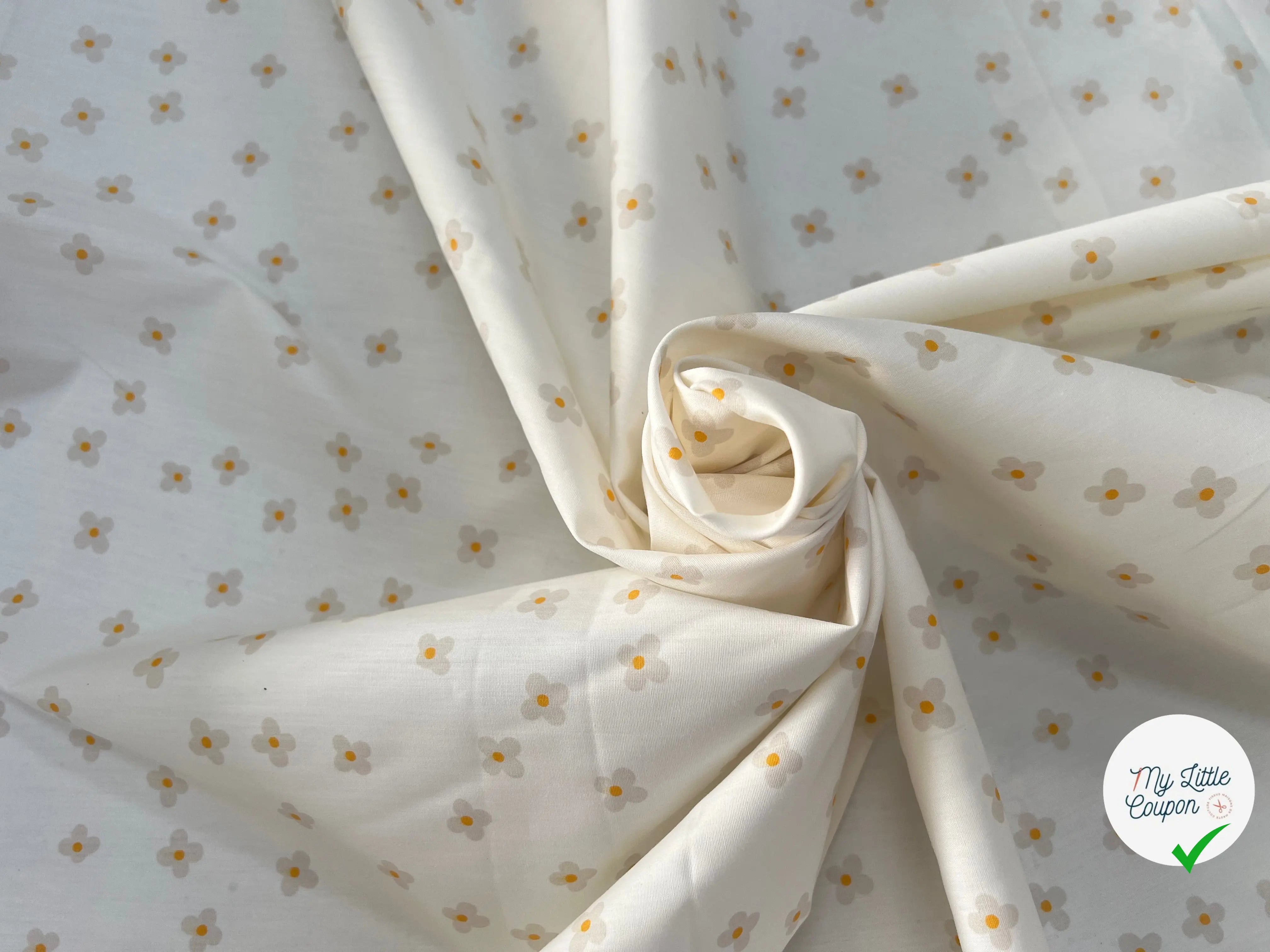 COTON BÉBÉ 120 FILS FLEURS FOND BLANC - My Little Coupon