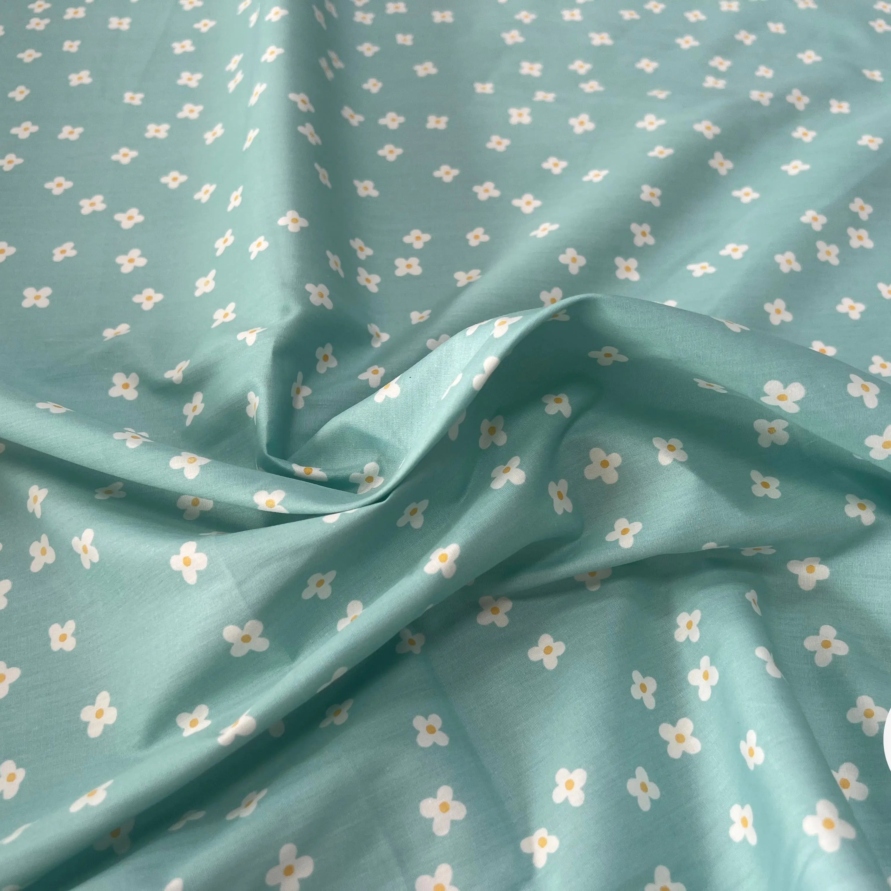 COTON BÉBÉ 120 FILS FLEURS FOND BLEU - My Little Coupon