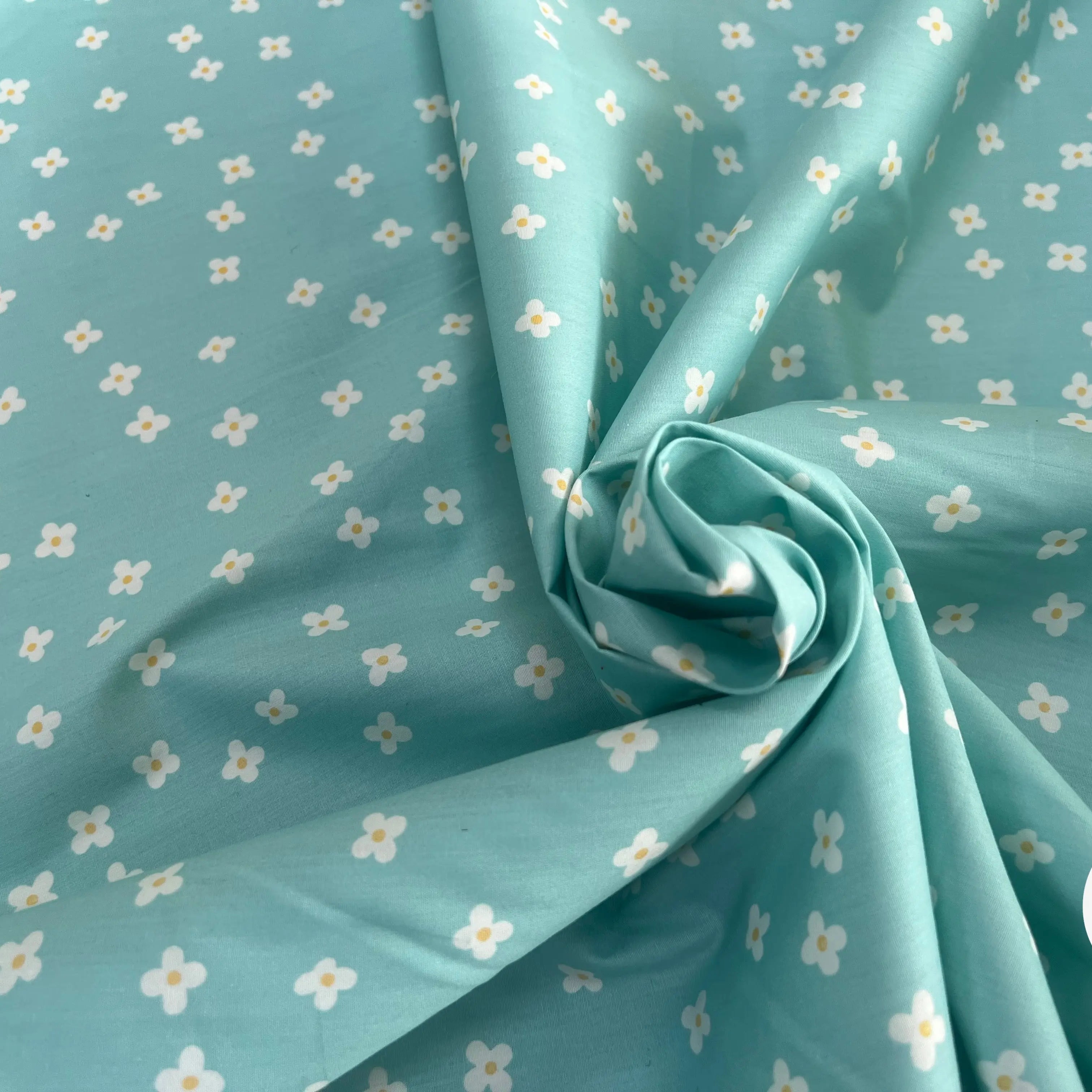 COTON BÉBÉ 120 FILS FLEURS FOND BLEU - My Little Coupon