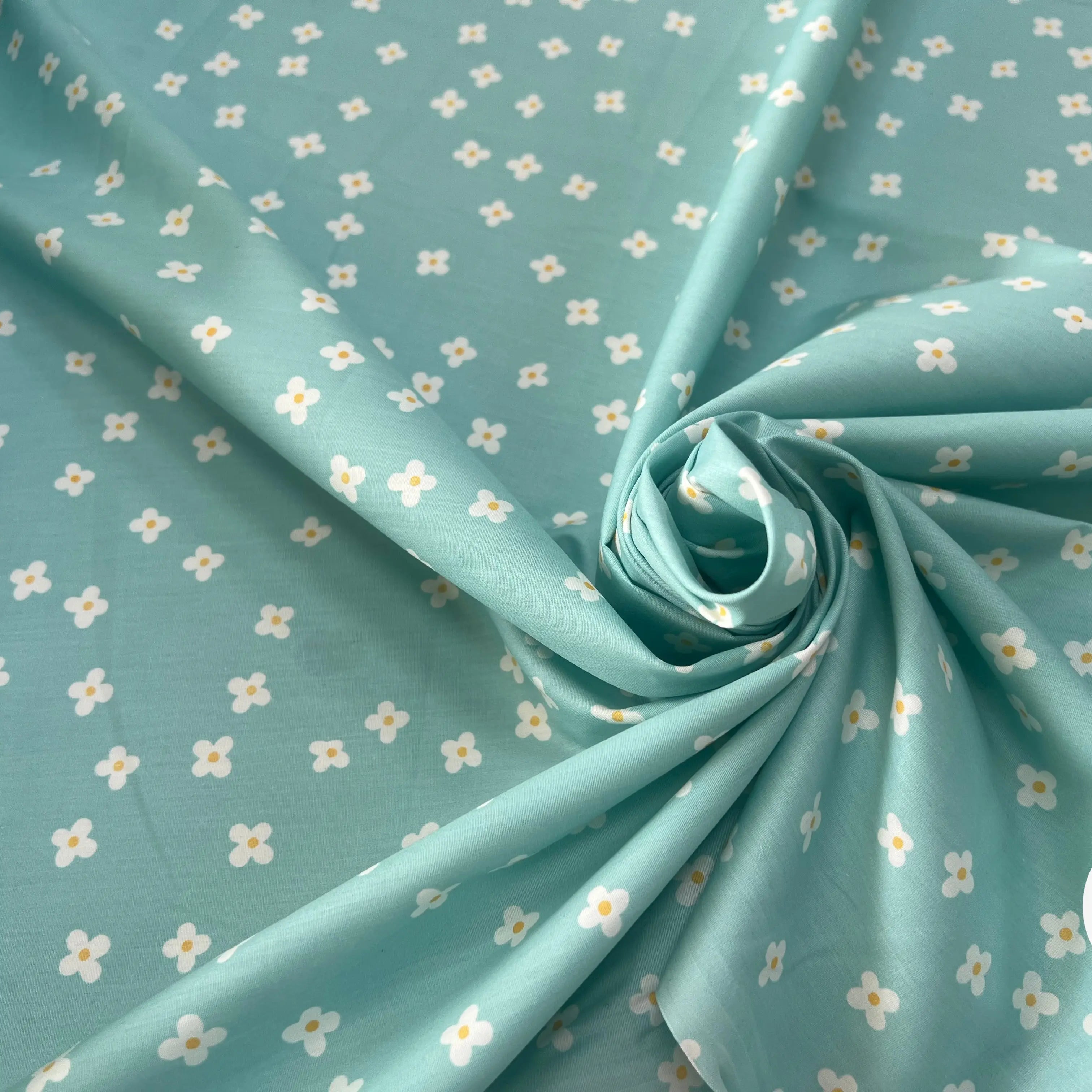 COTON BÉBÉ 120 FILS FLEURS FOND BLEU - My Little Coupon