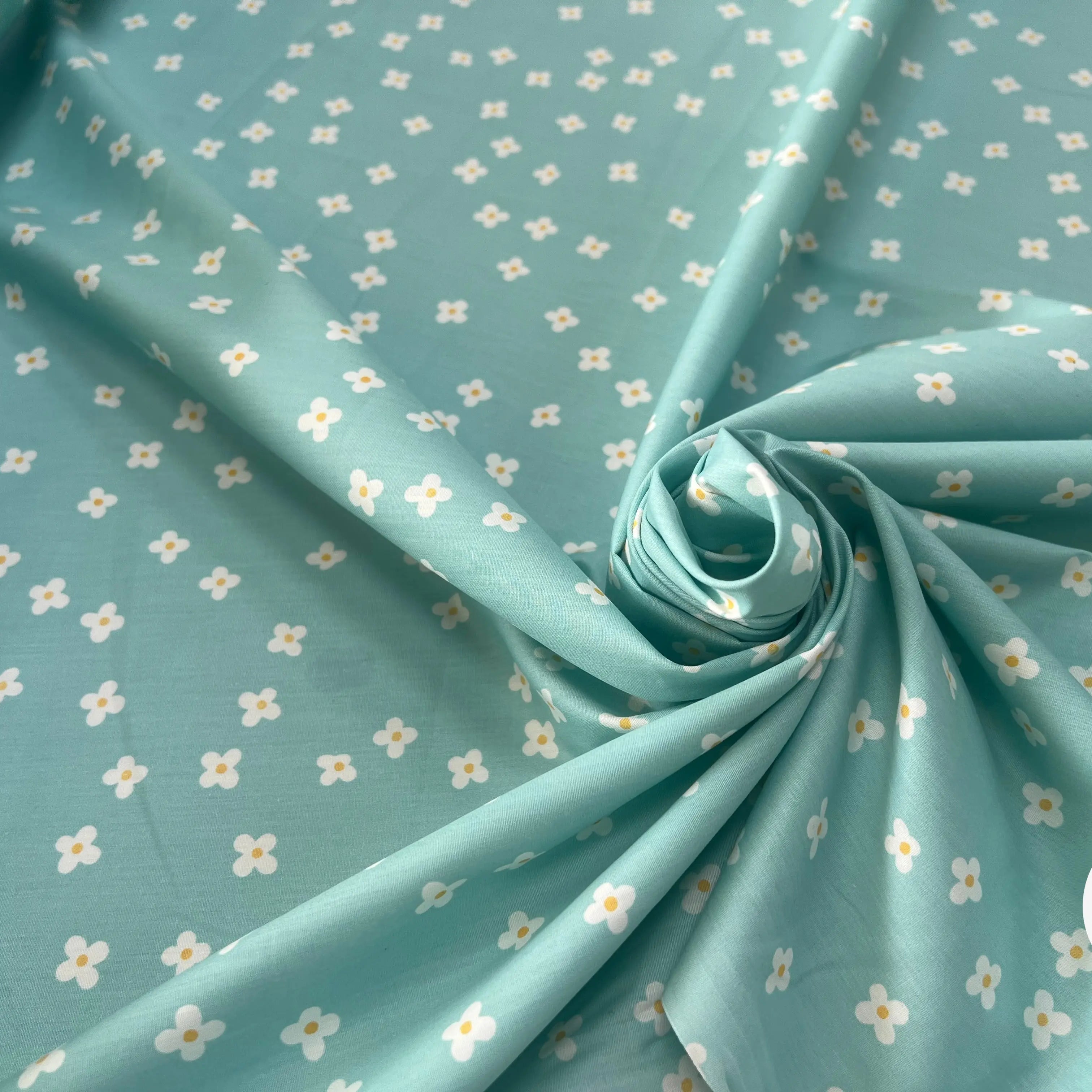 COTON BÉBÉ 120 FILS FLEURS FOND BLEU - My Little Coupon