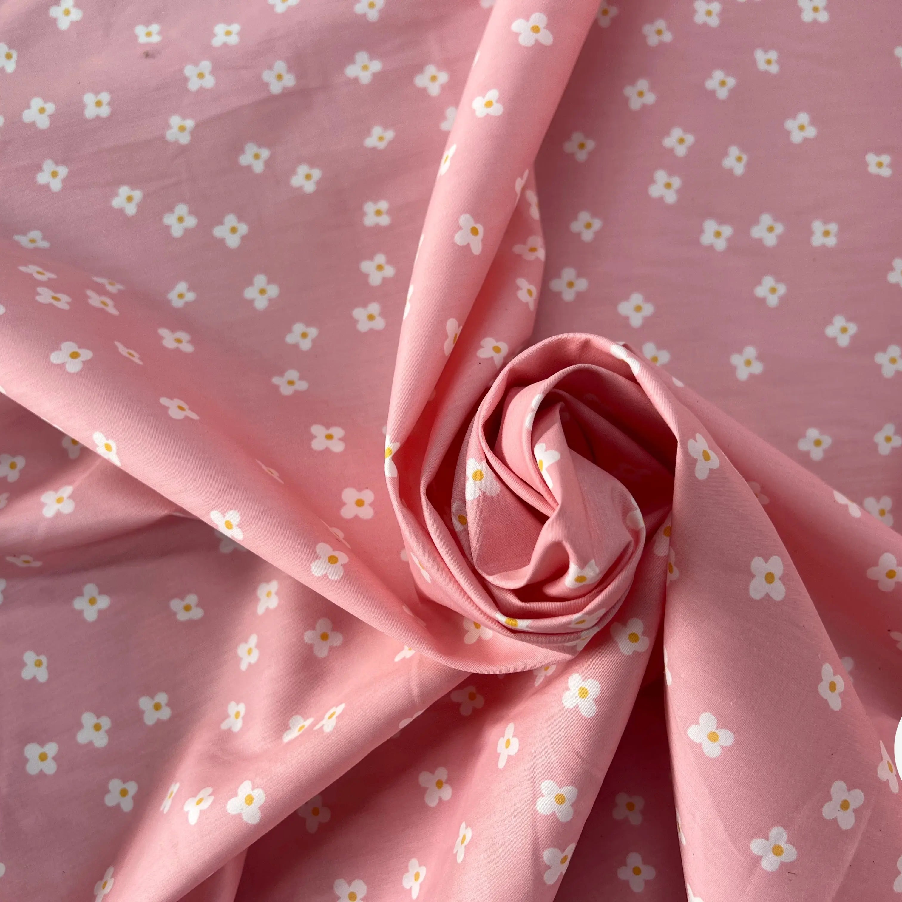 COTON BÉBÉ 120 FILS FLEURS FOND ROSE - My Little Coupon