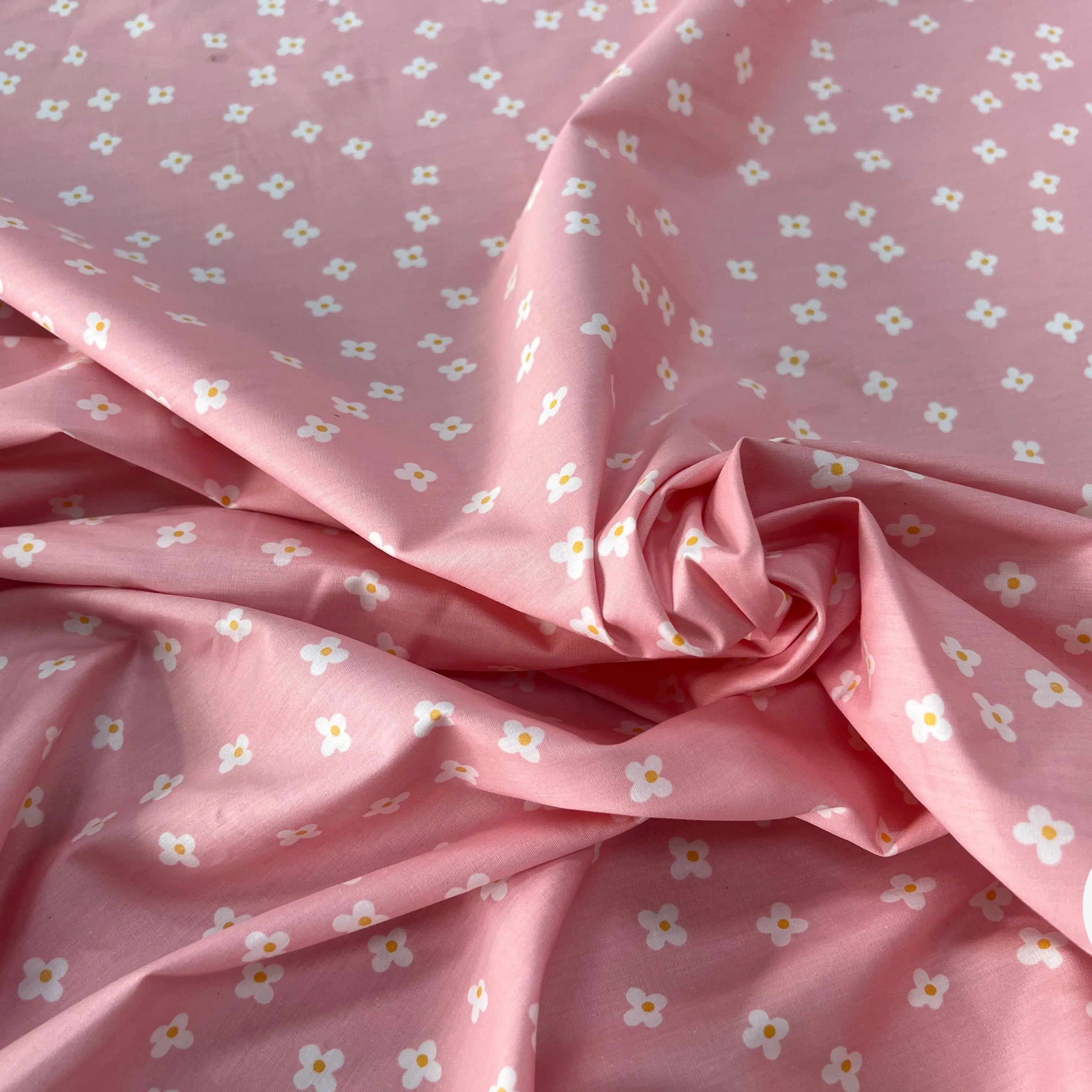 COTON BÉBÉ 120 FILS FLEURS FOND ROSE - My Little Coupon