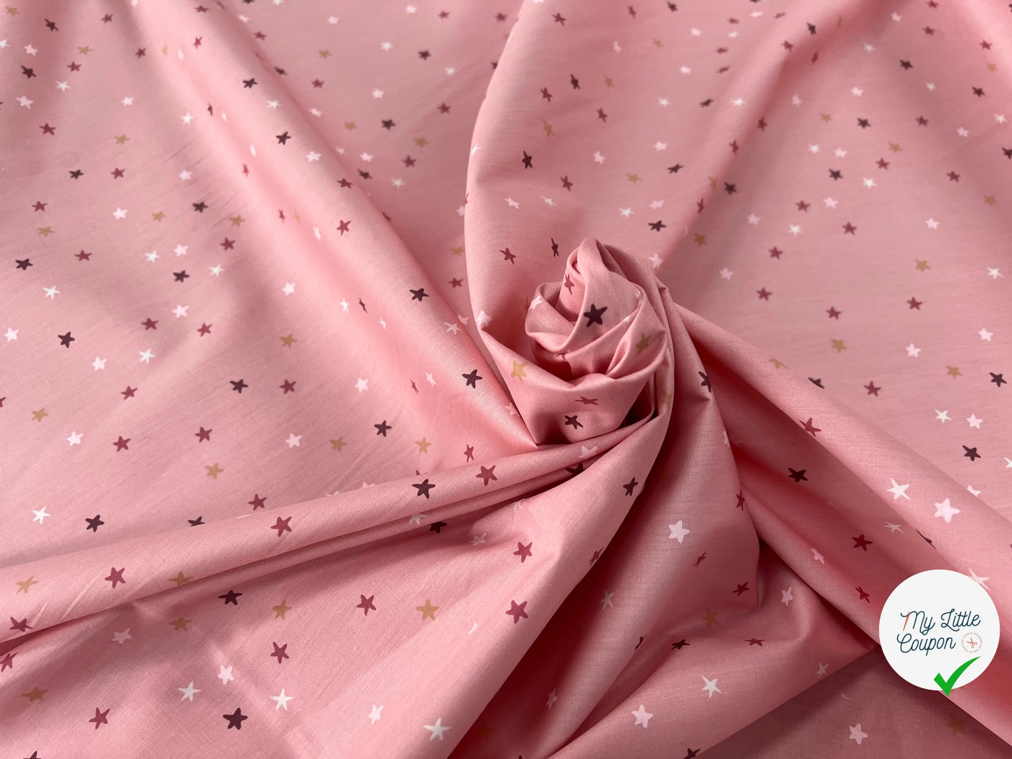 COTON BÉBÉ 120 FILS MOTIF ETOILE ROSE - My Little Coupon