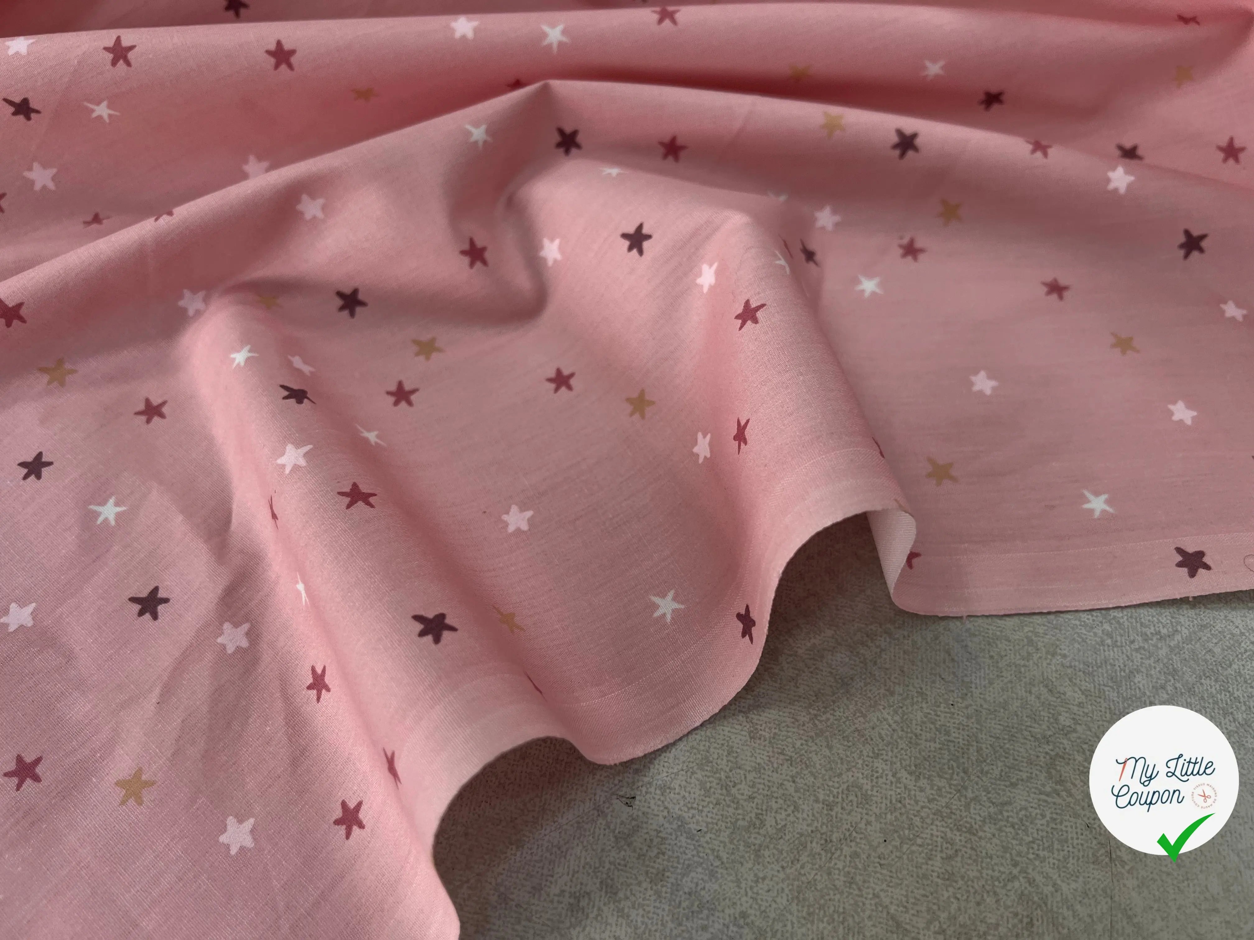 COTON BÉBÉ 120 FILS MOTIF ETOILE ROSE - My Little Coupon