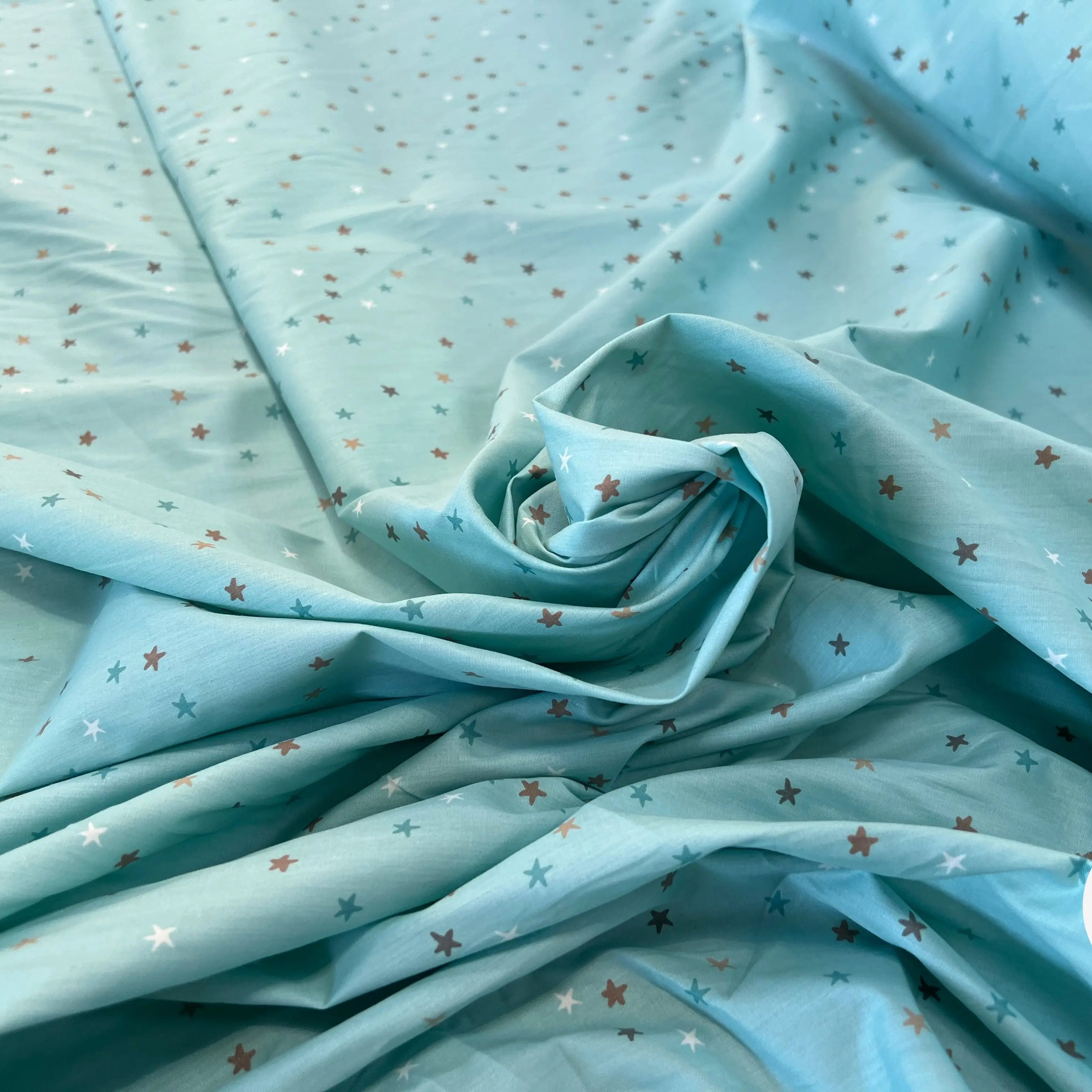 COTON BÉBÉ 120 FILS ROSE MOTIF ETOILE BLEU - My Little Coupon