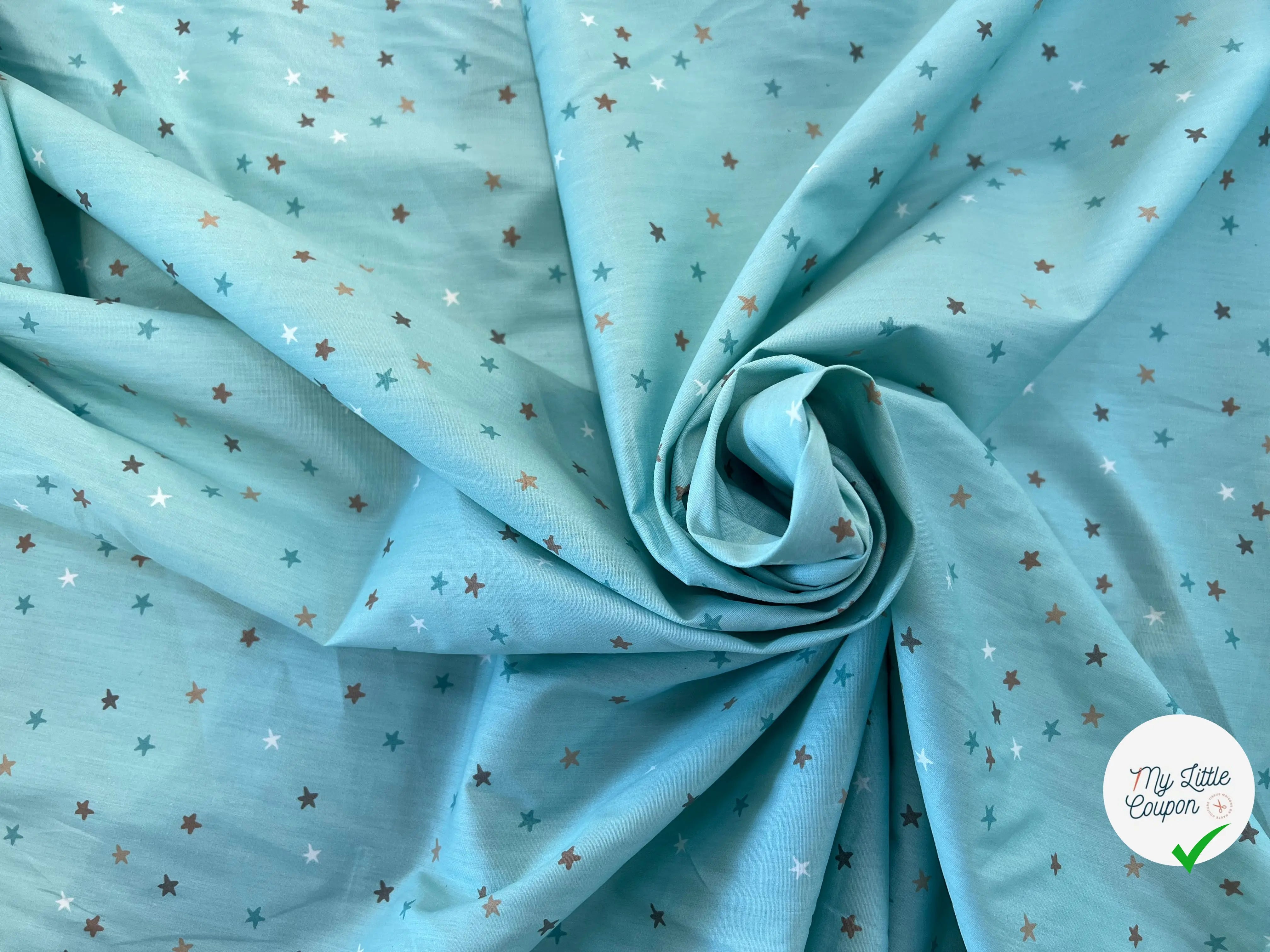 COTON BÉBÉ 120 FILS ROSE MOTIF ETOILE BLEU - My Little Coupon
