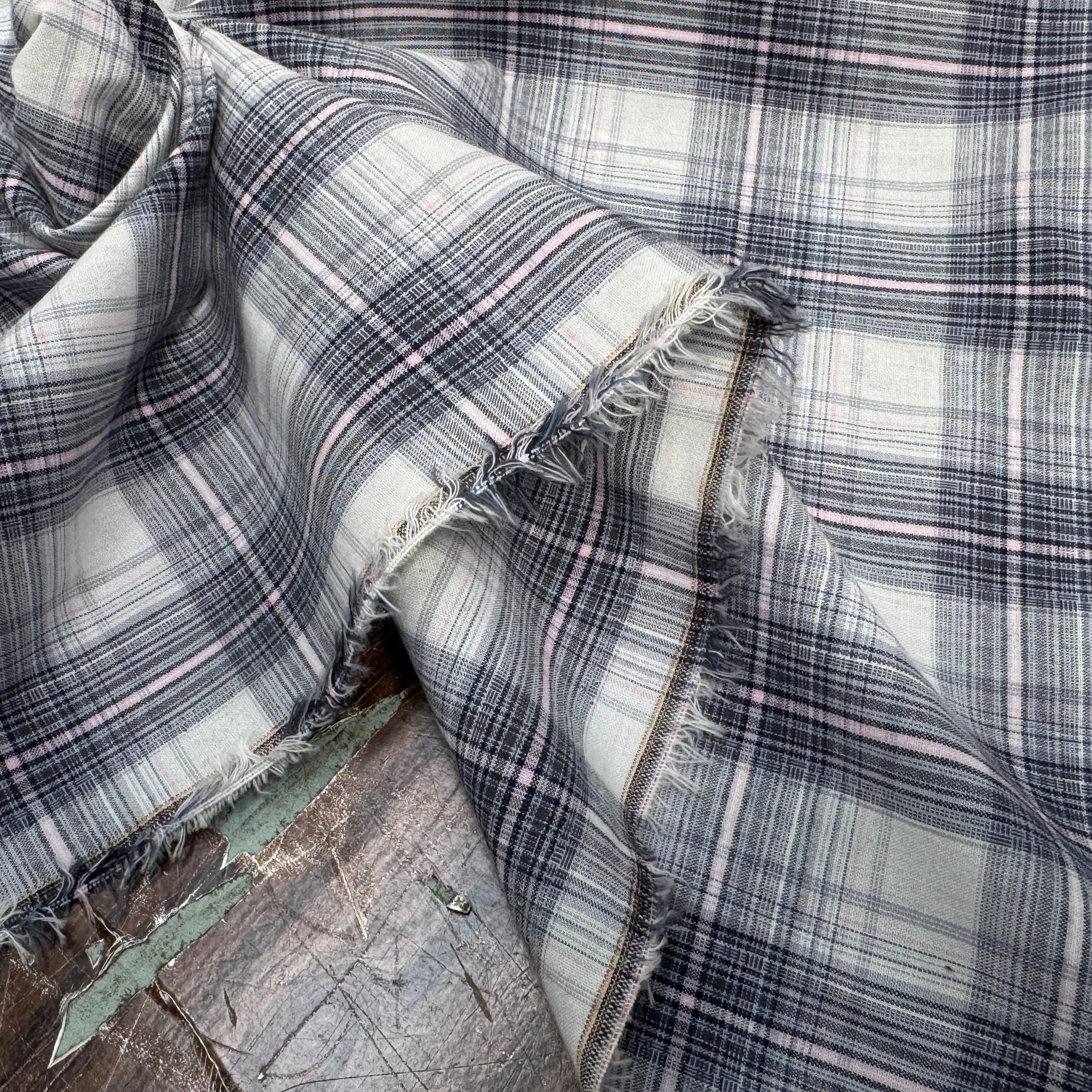 COTON CHEMISE À CARREAUX FINE RAYURES MULTICOLORS BLEU GRIS ROSE - My Little Coupon