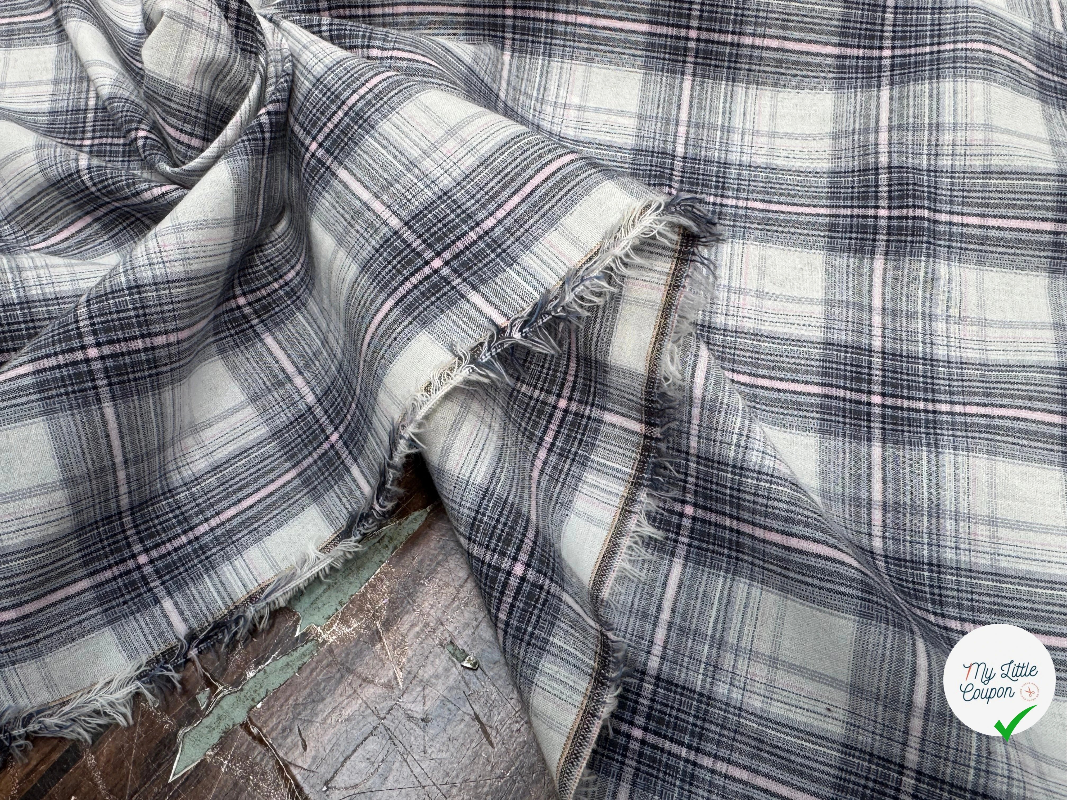 COTON CHEMISE À CARREAUX FINE RAYURES MULTICOLORS BLEU GRIS ROSE - My Little Coupon
