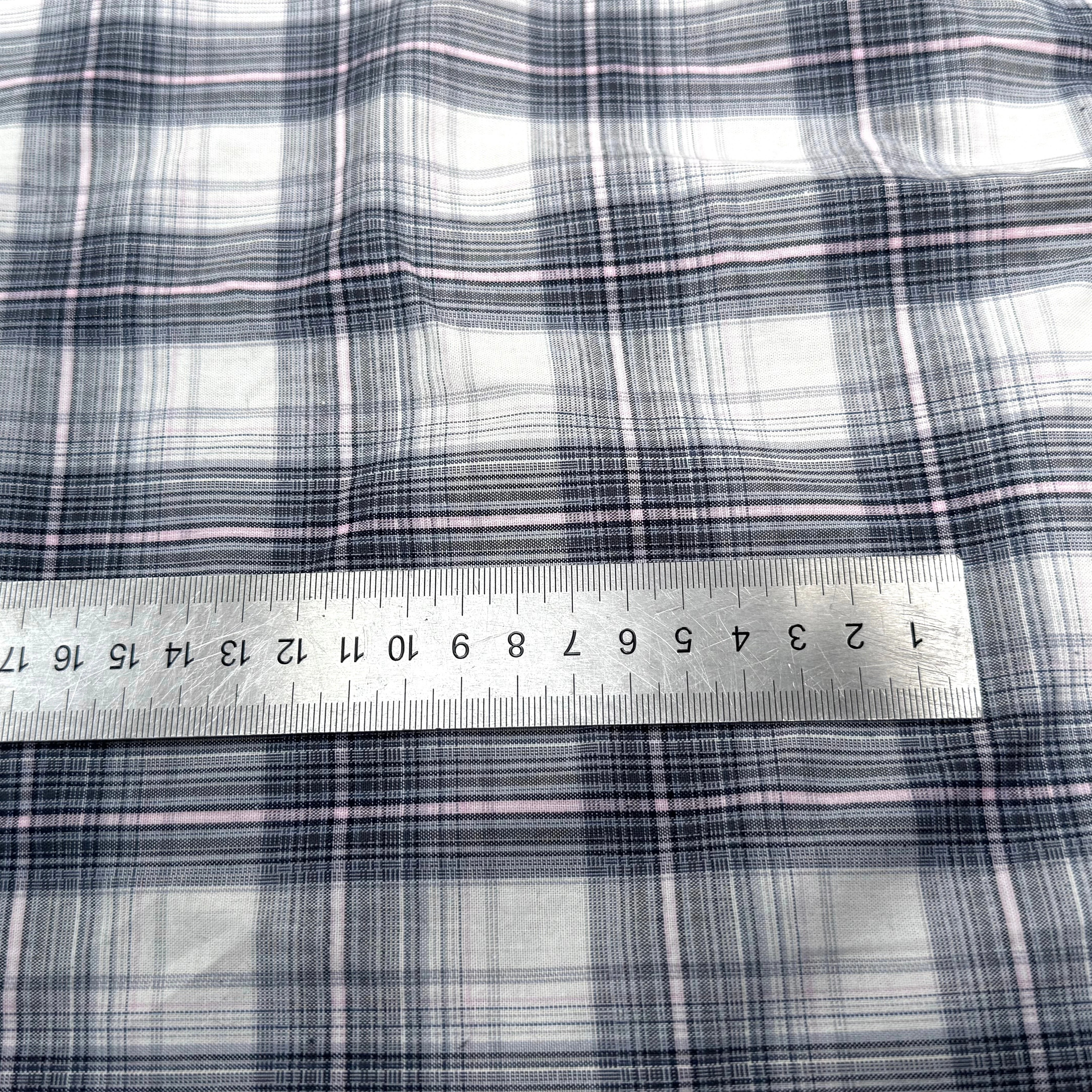COTON CHEMISE À CARREAUX FINE RAYURES MULTICOLORS BLEU GRIS ROSE - My Little Coupon