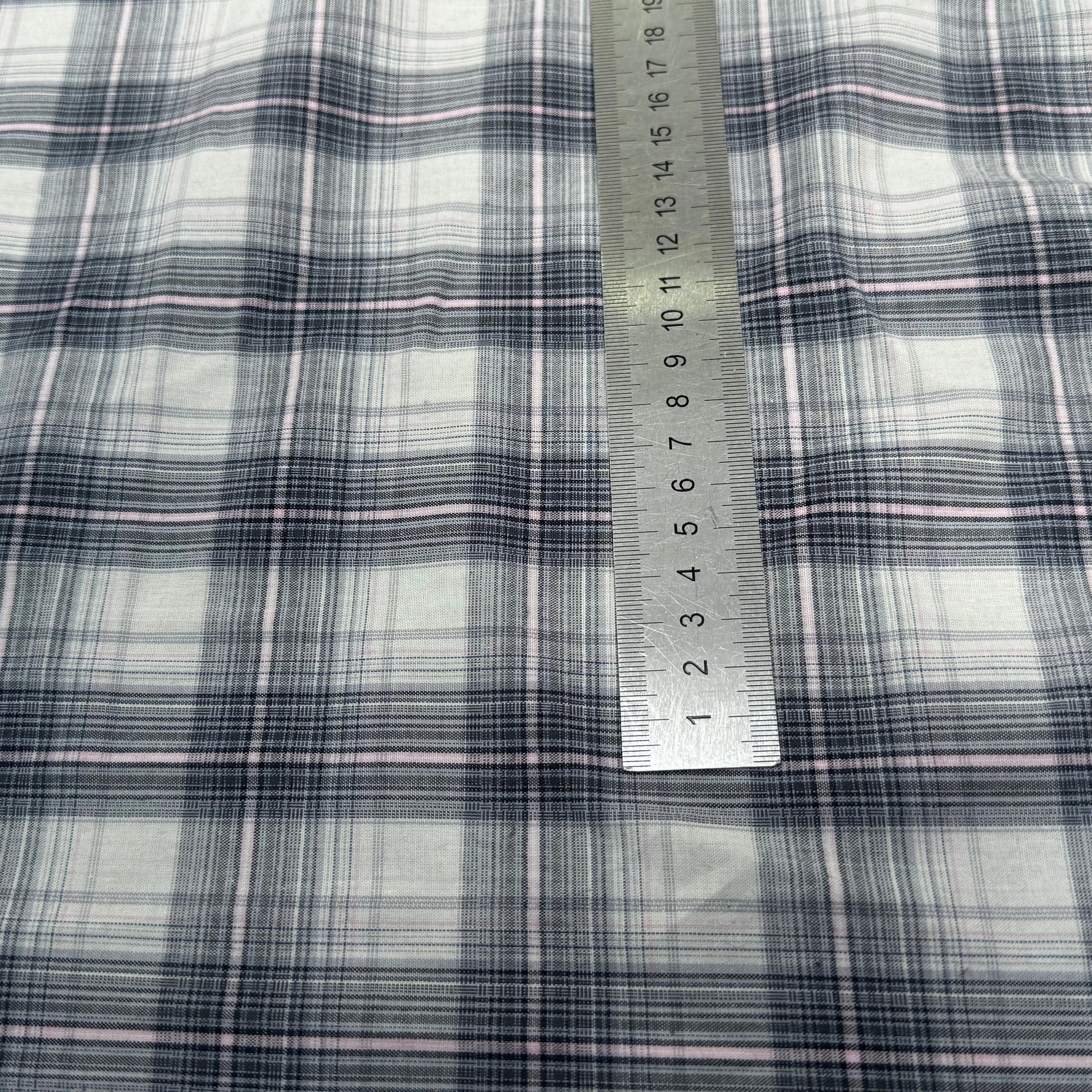 COTON CHEMISE À CARREAUX FINE RAYURES MULTICOLORS BLEU GRIS ROSE - My Little Coupon