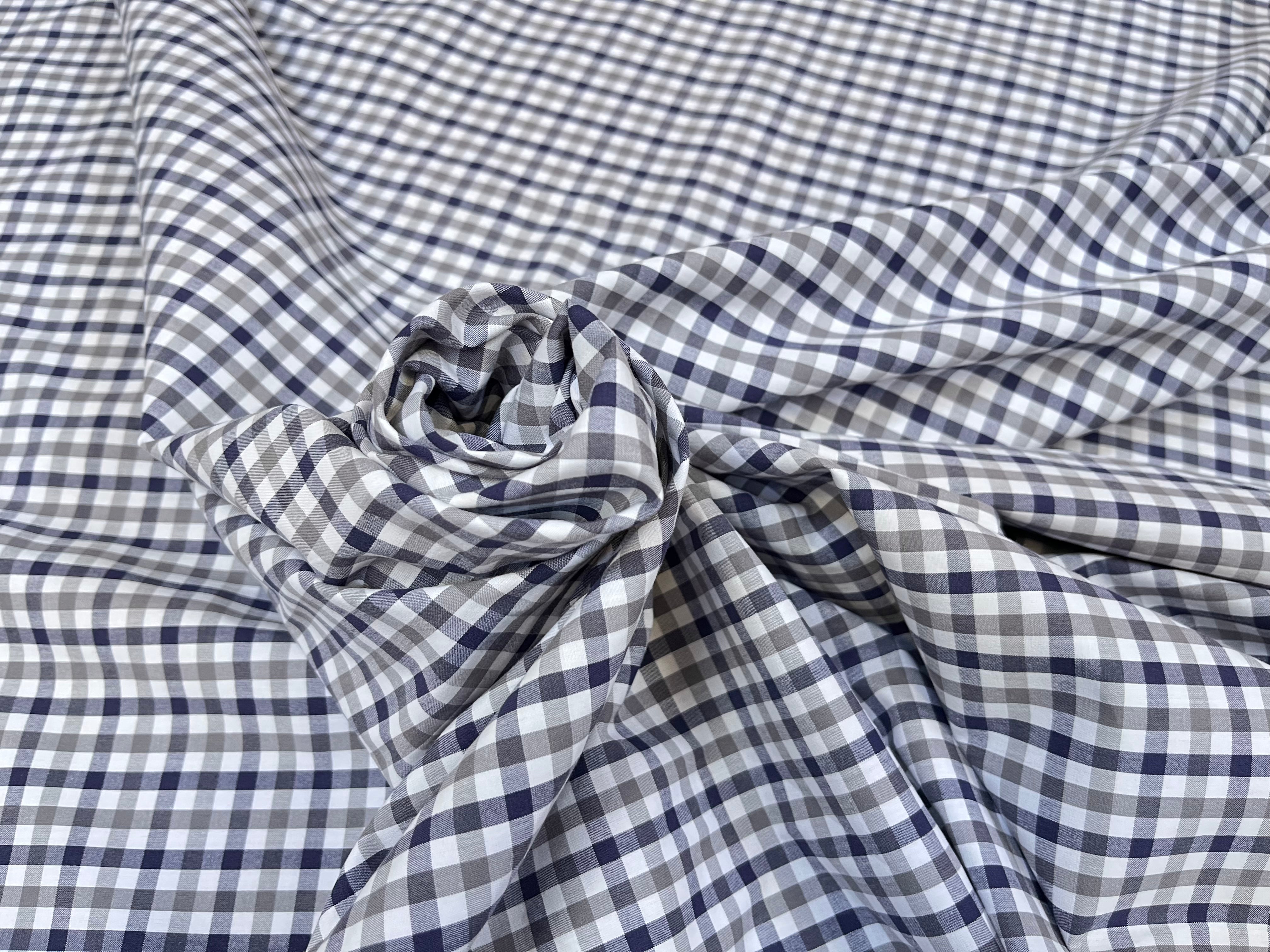 COTON CHEMISE CARREAUX BLANC GRIS BLEU - My Little Coupon