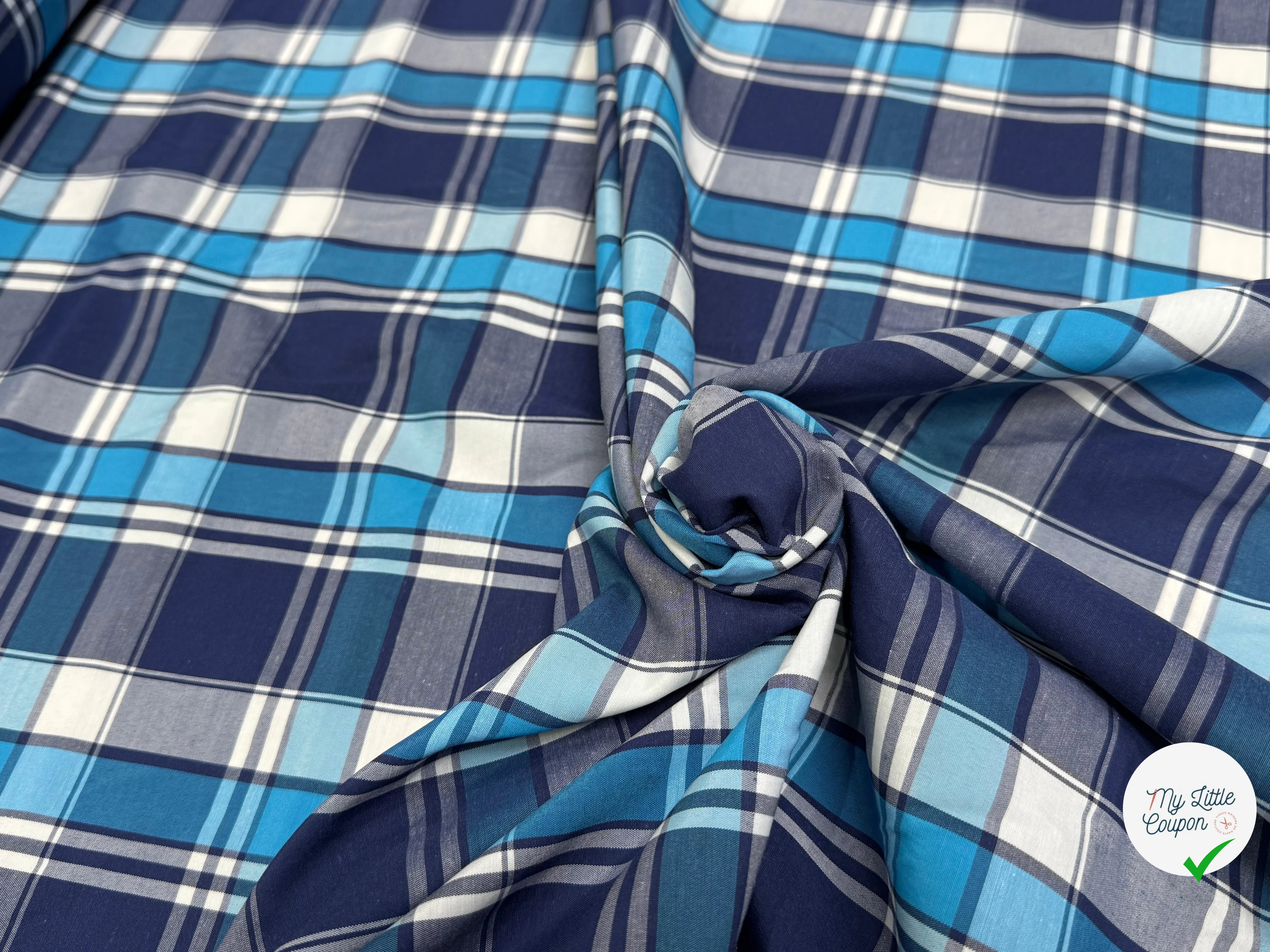COTON CHEMISE CARREAUX BLEU BLANC - My Little Coupon