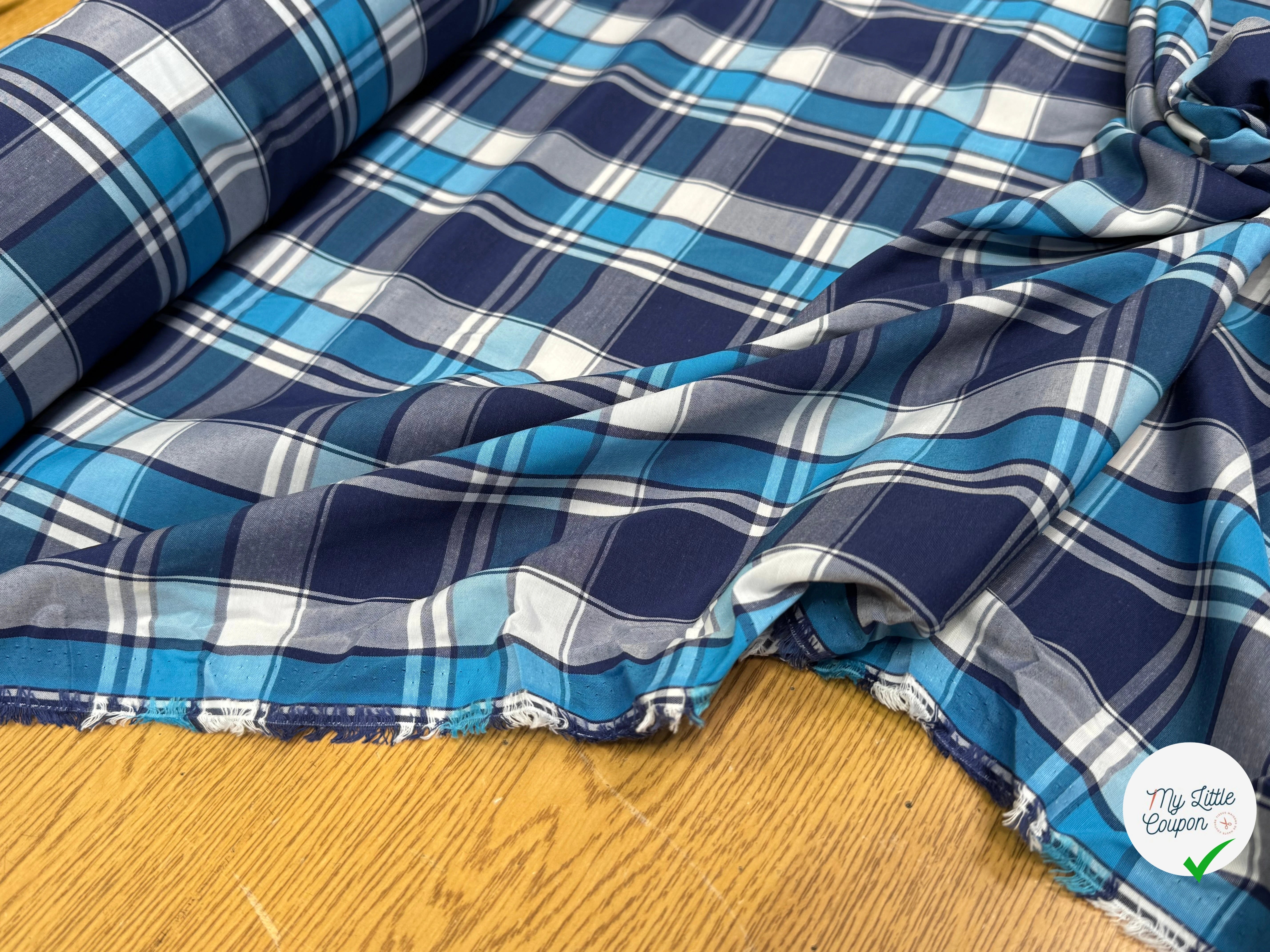 COTON CHEMISE CARREAUX BLEU BLANC - My Little Coupon