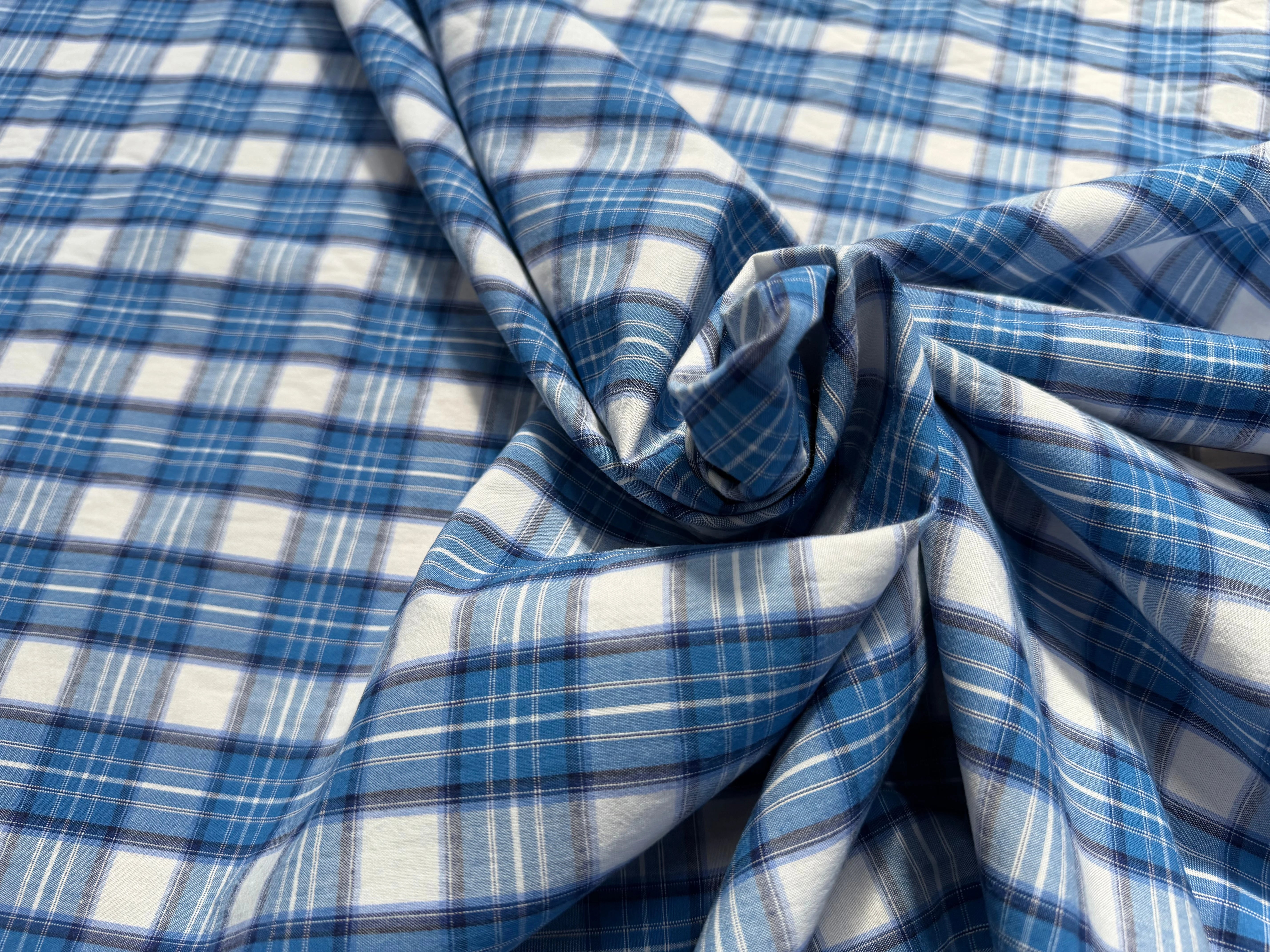 COTON CHEMISE CARREAUX DIVERS BLEU - My Little Coupon