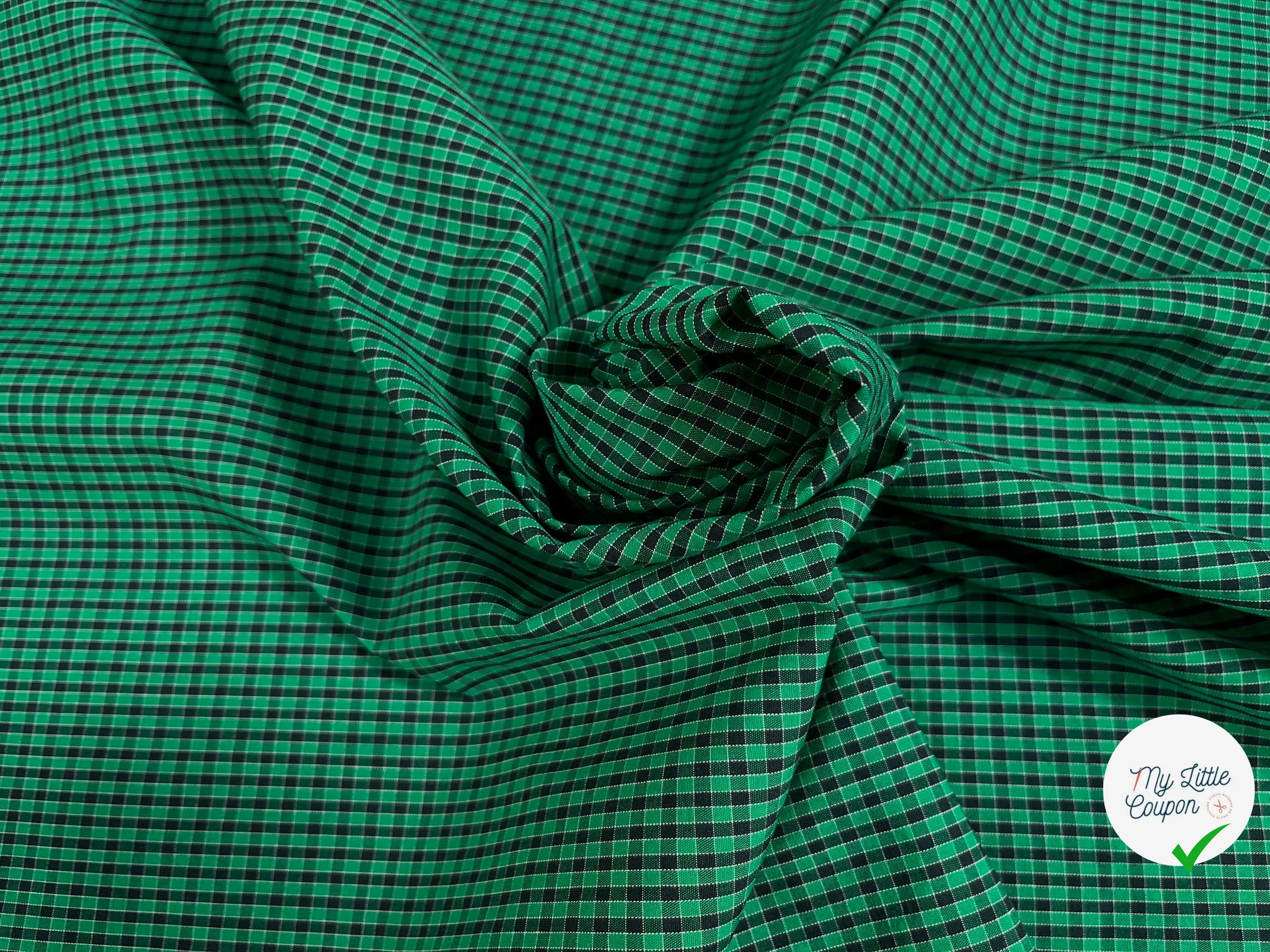 COTON CHEMISE CARREAUX NOIR FOND VERT - My Little Coupon