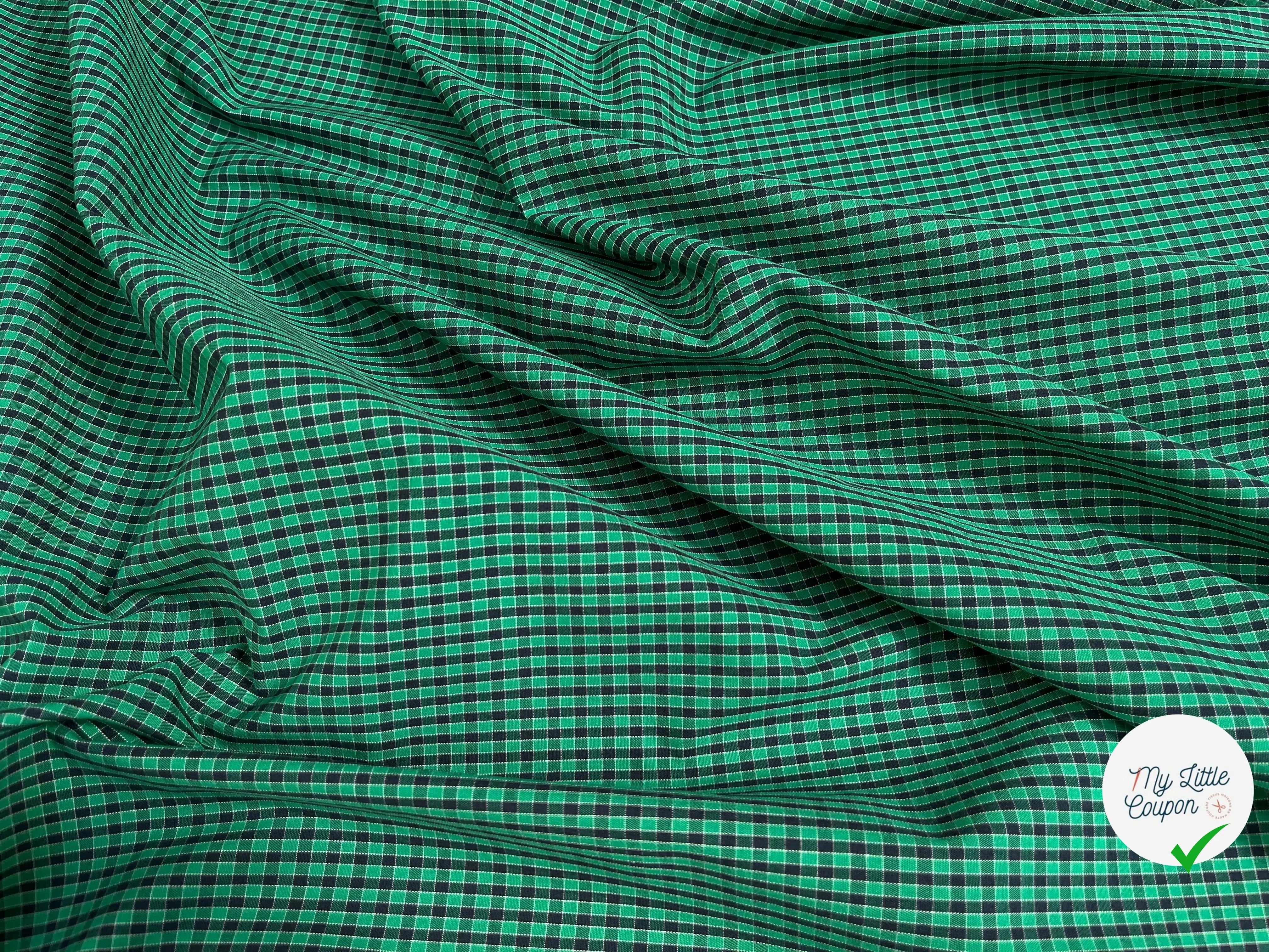COTON CHEMISE CARREAUX NOIR FOND VERT - My Little Coupon