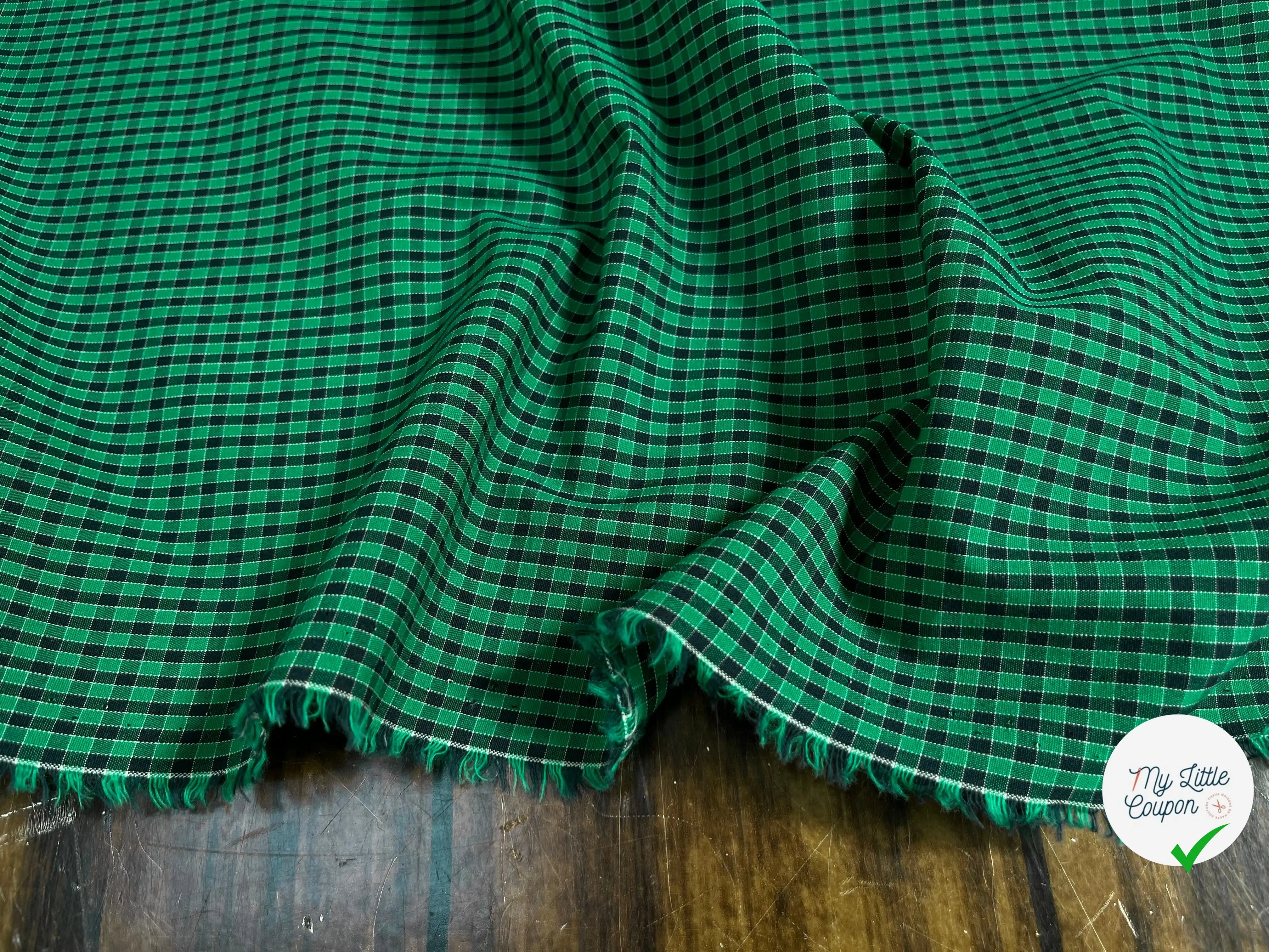 COTON CHEMISE CARREAUX NOIR FOND VERT - My Little Coupon