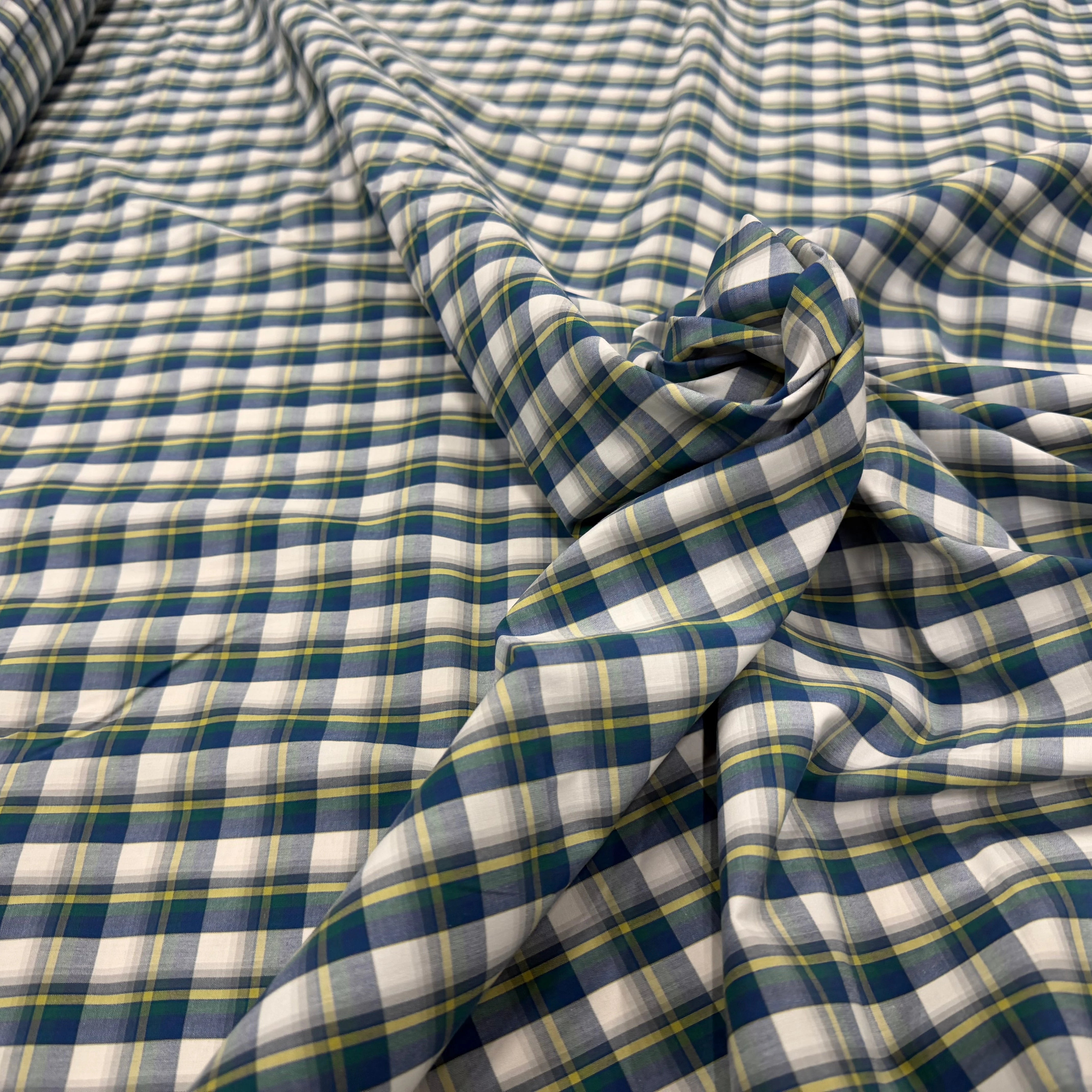 COTON CHEMISE CARREAUX VERT JAUNE - My Little Coupon