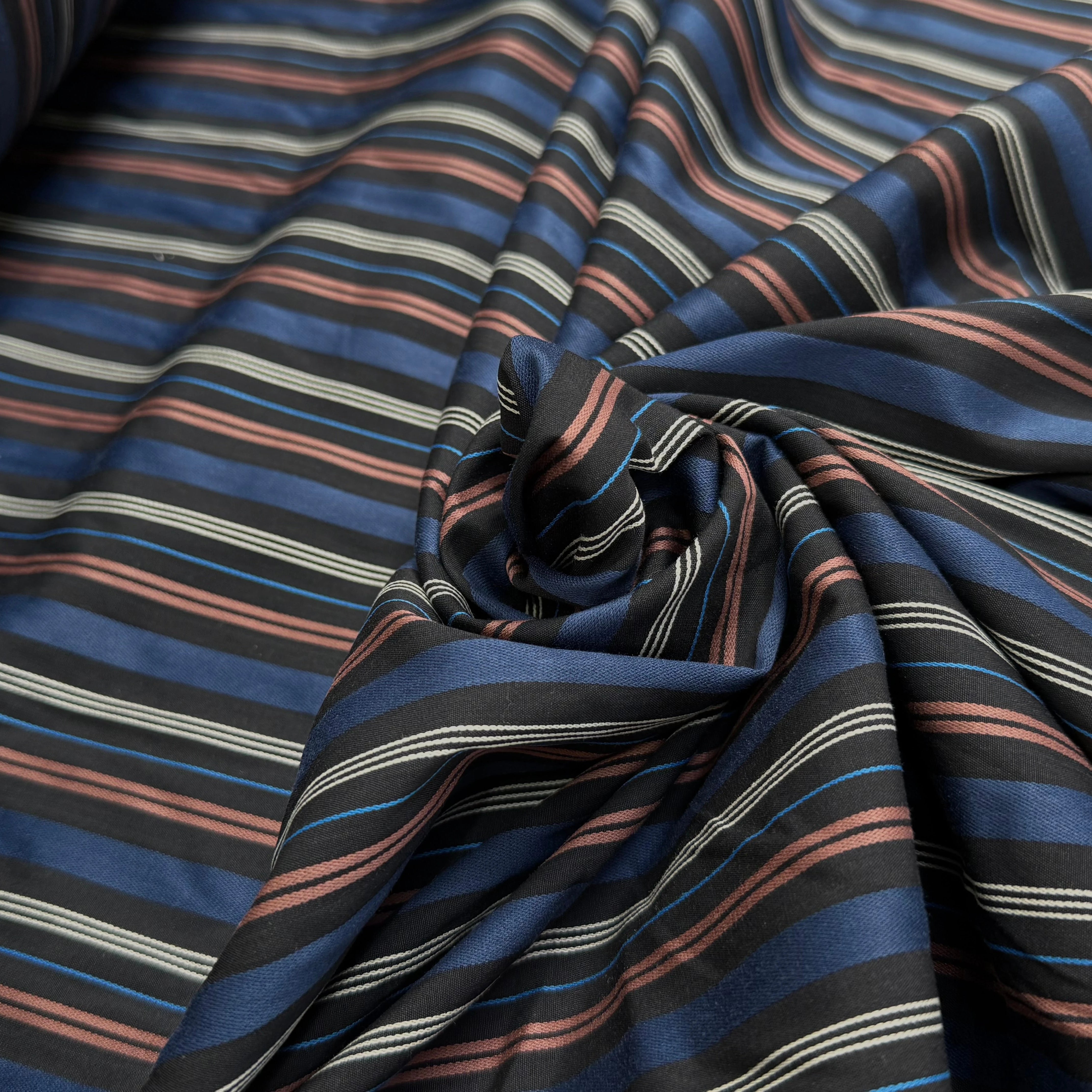 COTON CHEMISE CHIC RAYURES MULTICOLOR BLEU NOIR - My Little Coupon