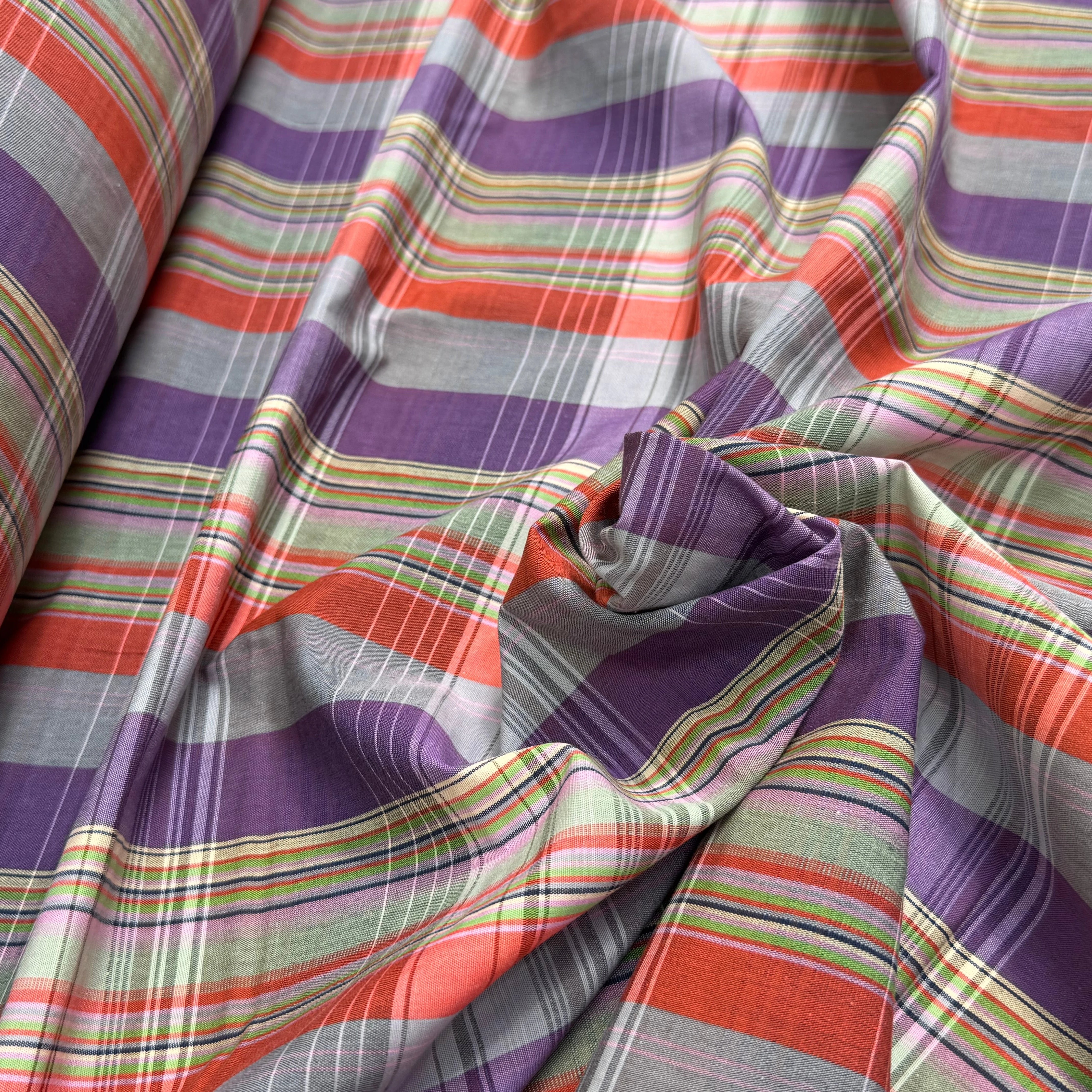 COTON CHEMISE CHIC RAYURES MULTICOLOR GRIS VIOLET - My Little Coupon