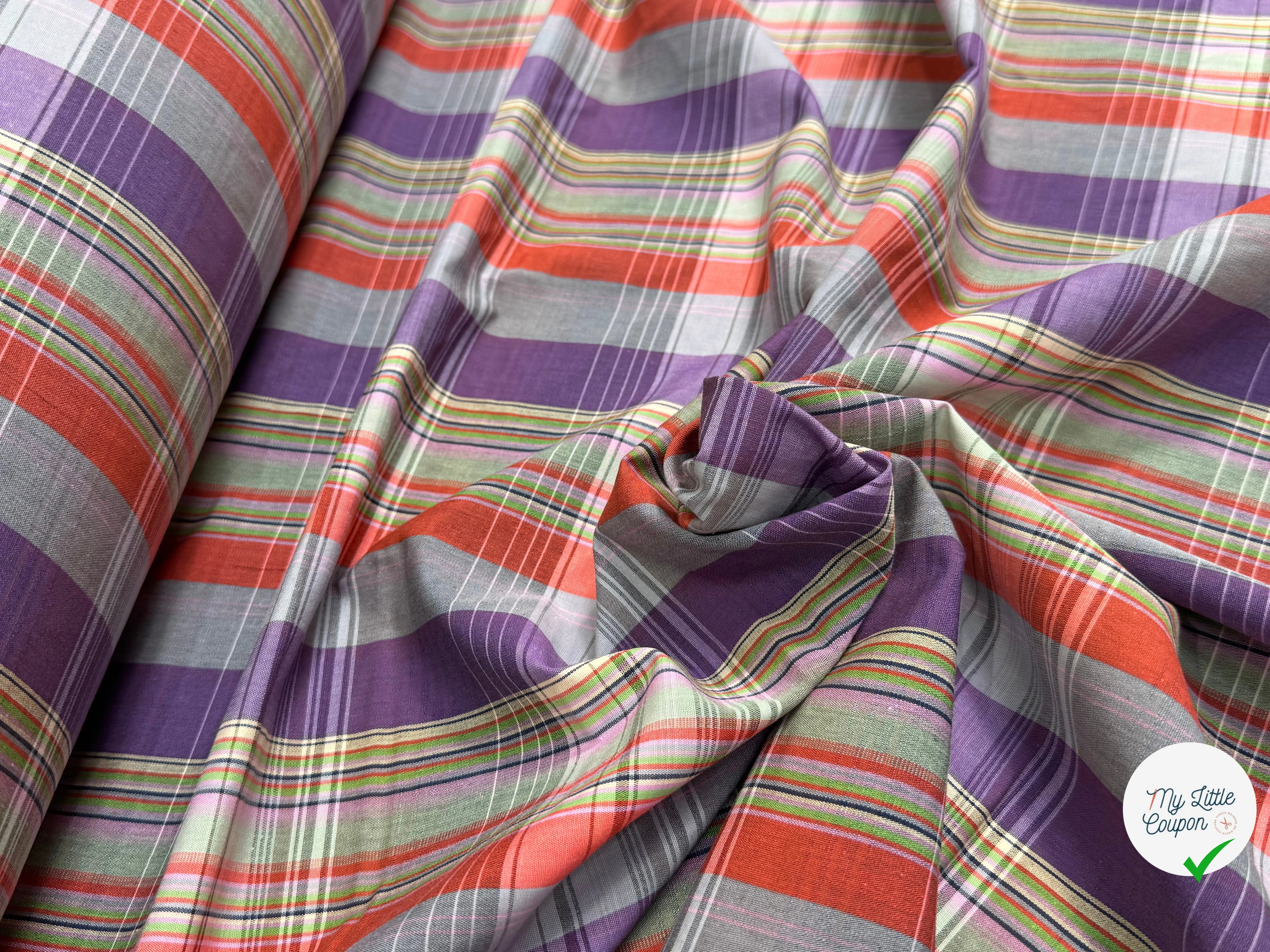 COTON CHEMISE CHIC RAYURES MULTICOLOR GRIS VIOLET - My Little Coupon