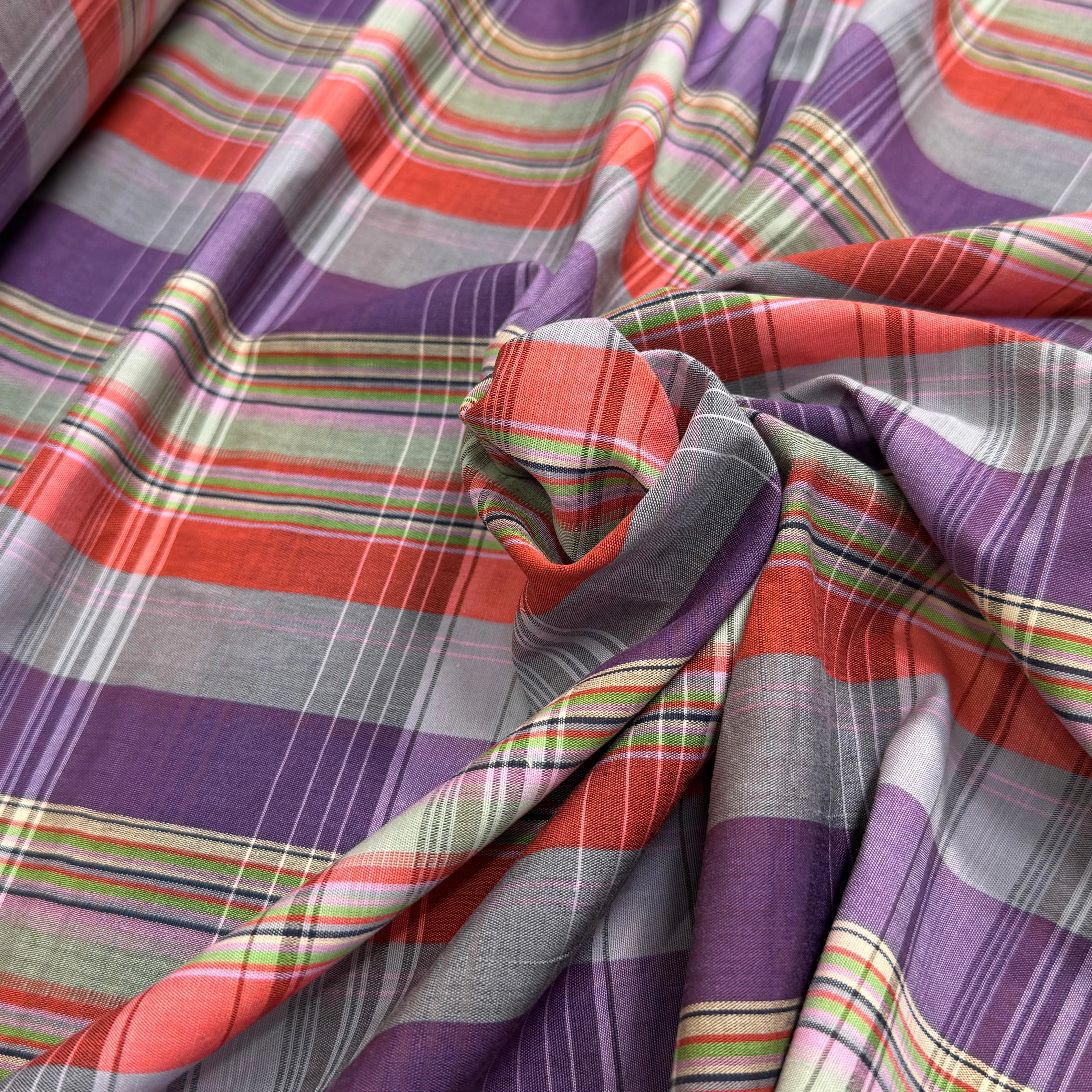 COTON CHEMISE CHIC RAYURES MULTICOLOR GRIS VIOLET - My Little Coupon