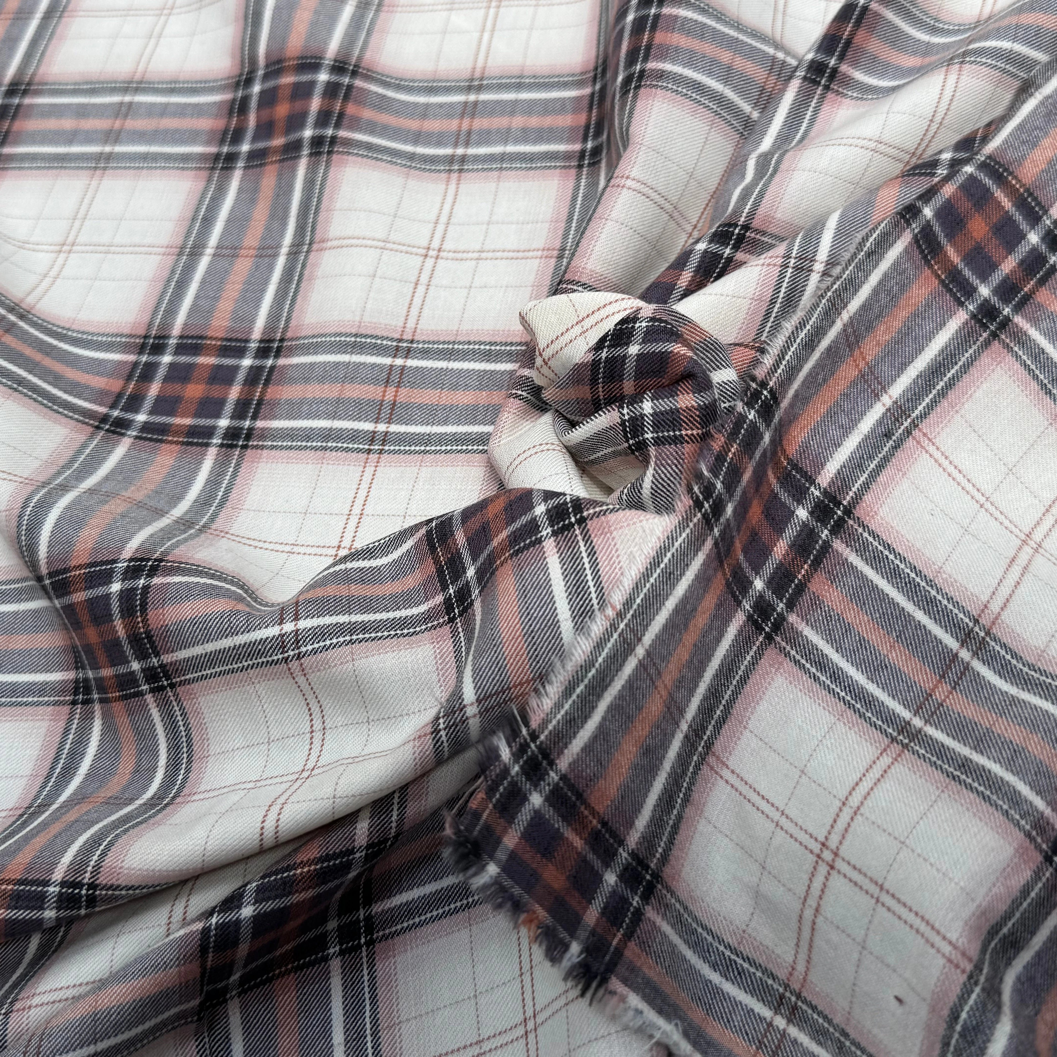 COTON CHEMISE DUVETEUX ÉCRU À CARREAUX MULTICOLORS - My Little Coupon