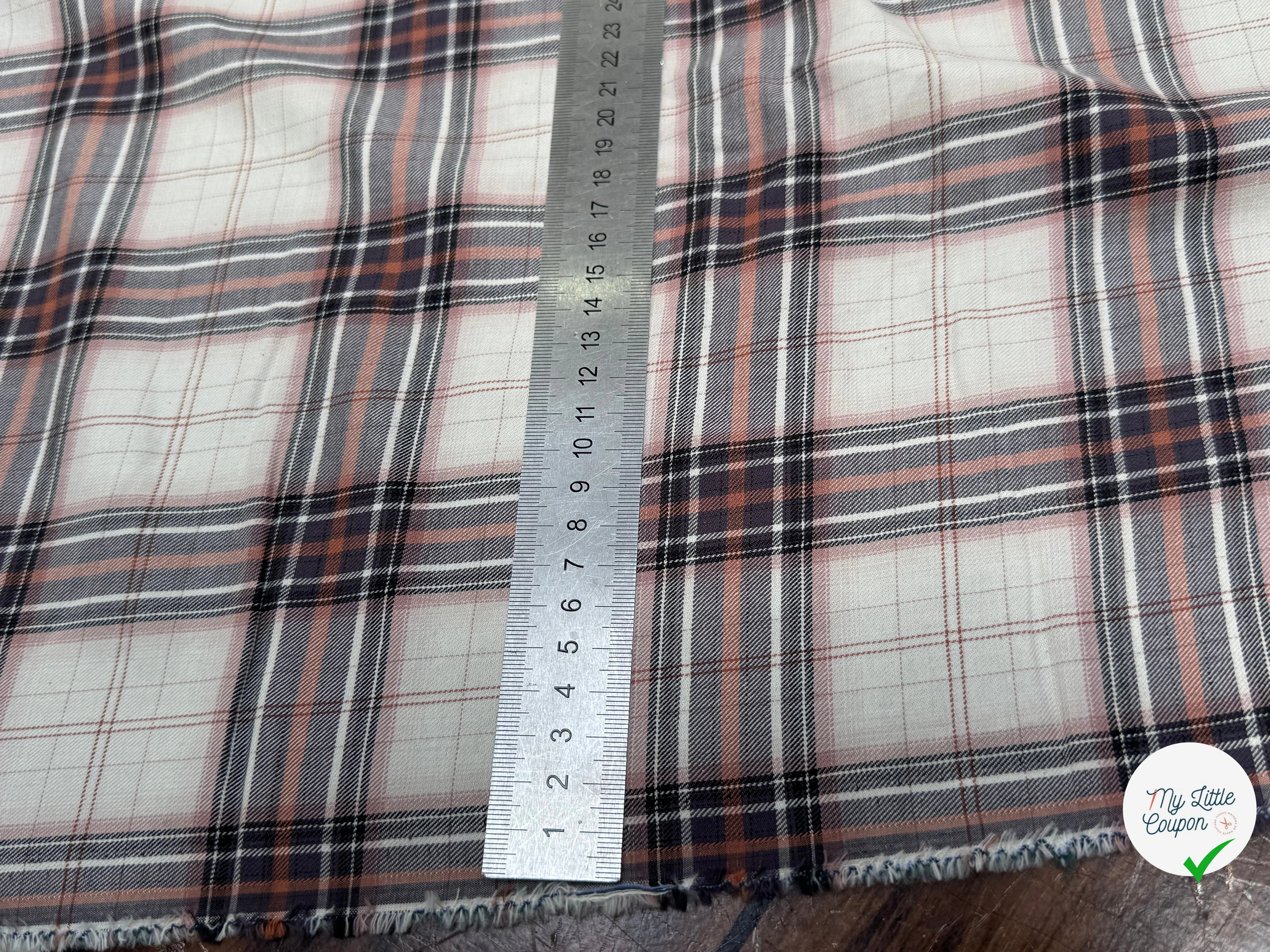 COTON CHEMISE DUVETEUX ÉCRU À CARREAUX MULTICOLORS - My Little Coupon