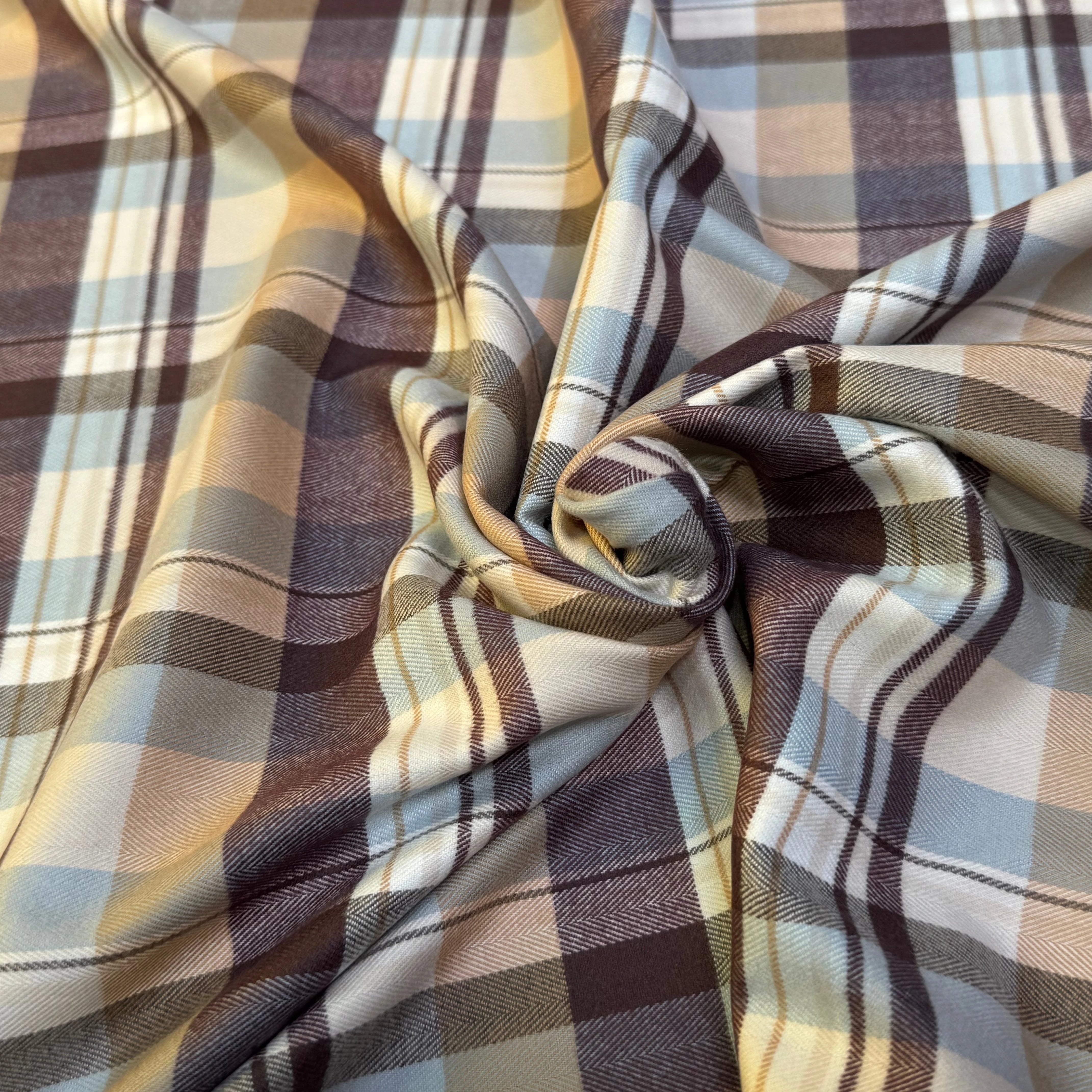 COTON CHEMISE FLANELLE DOUCE À CARREAUX COULEURS DU CIEL - My Little Coupon