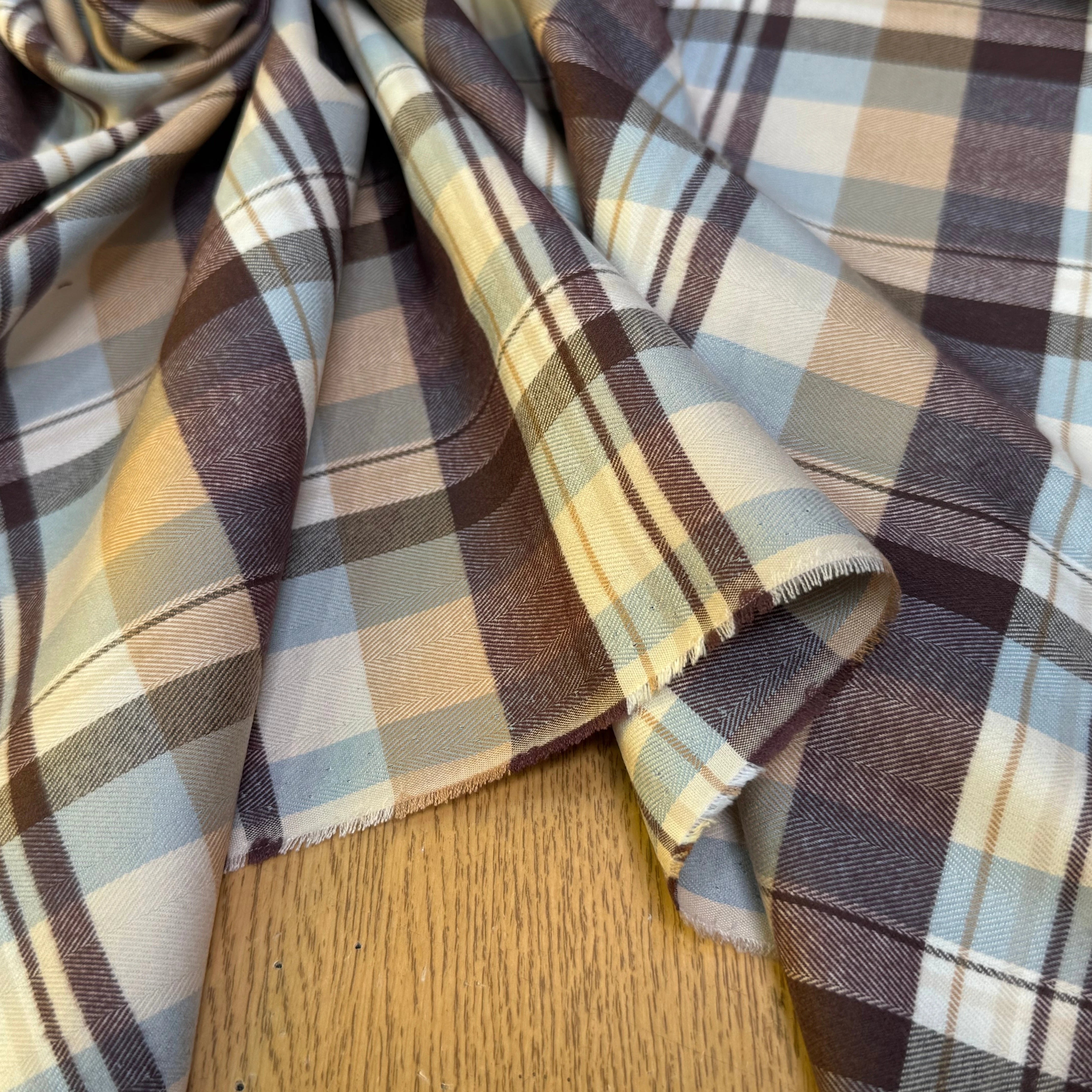 COTON CHEMISE FLANELLE DOUCE À CARREAUX COULEURS DU CIEL - My Little Coupon
