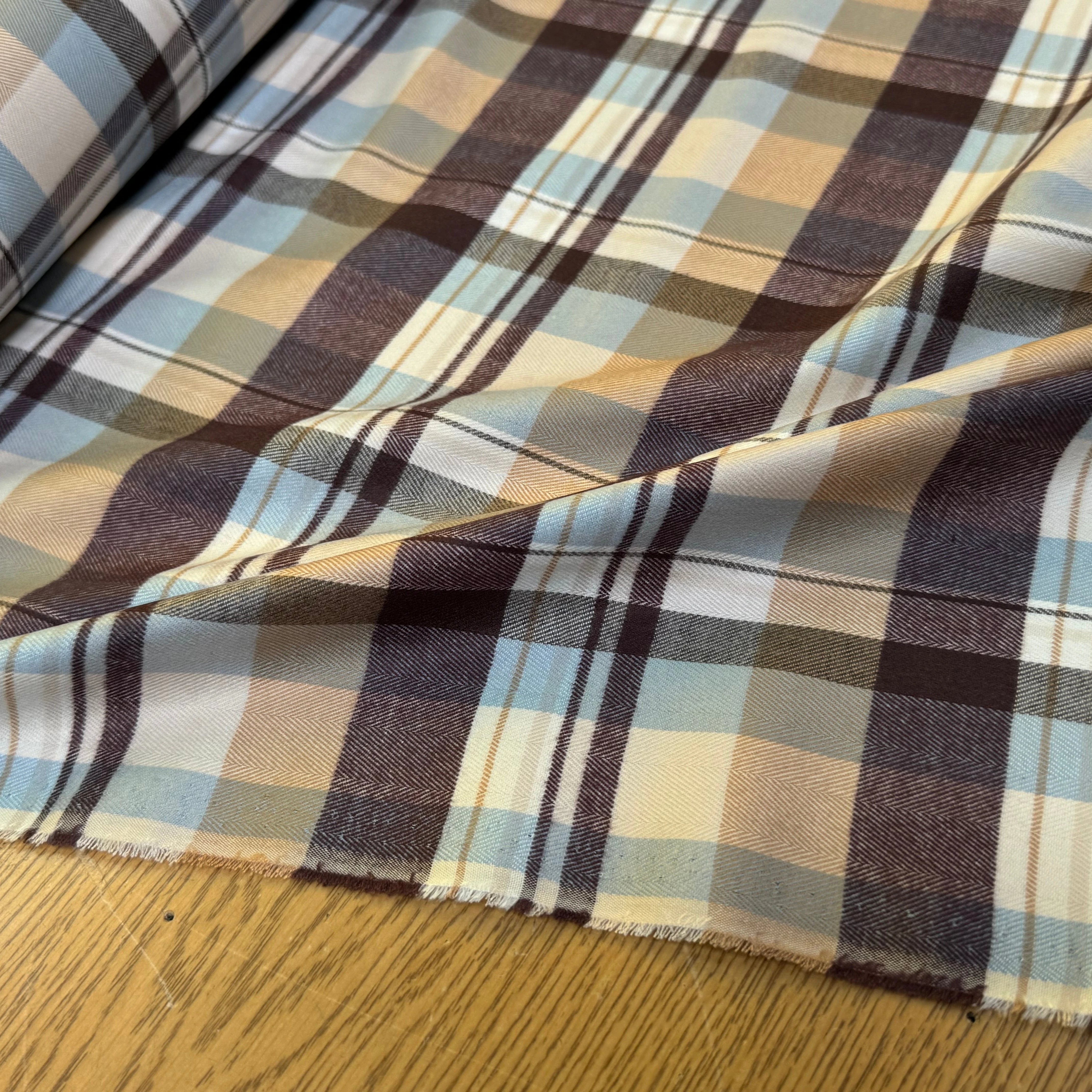 COTON CHEMISE FLANELLE DOUCE À CARREAUX COULEURS DU CIEL - My Little Coupon