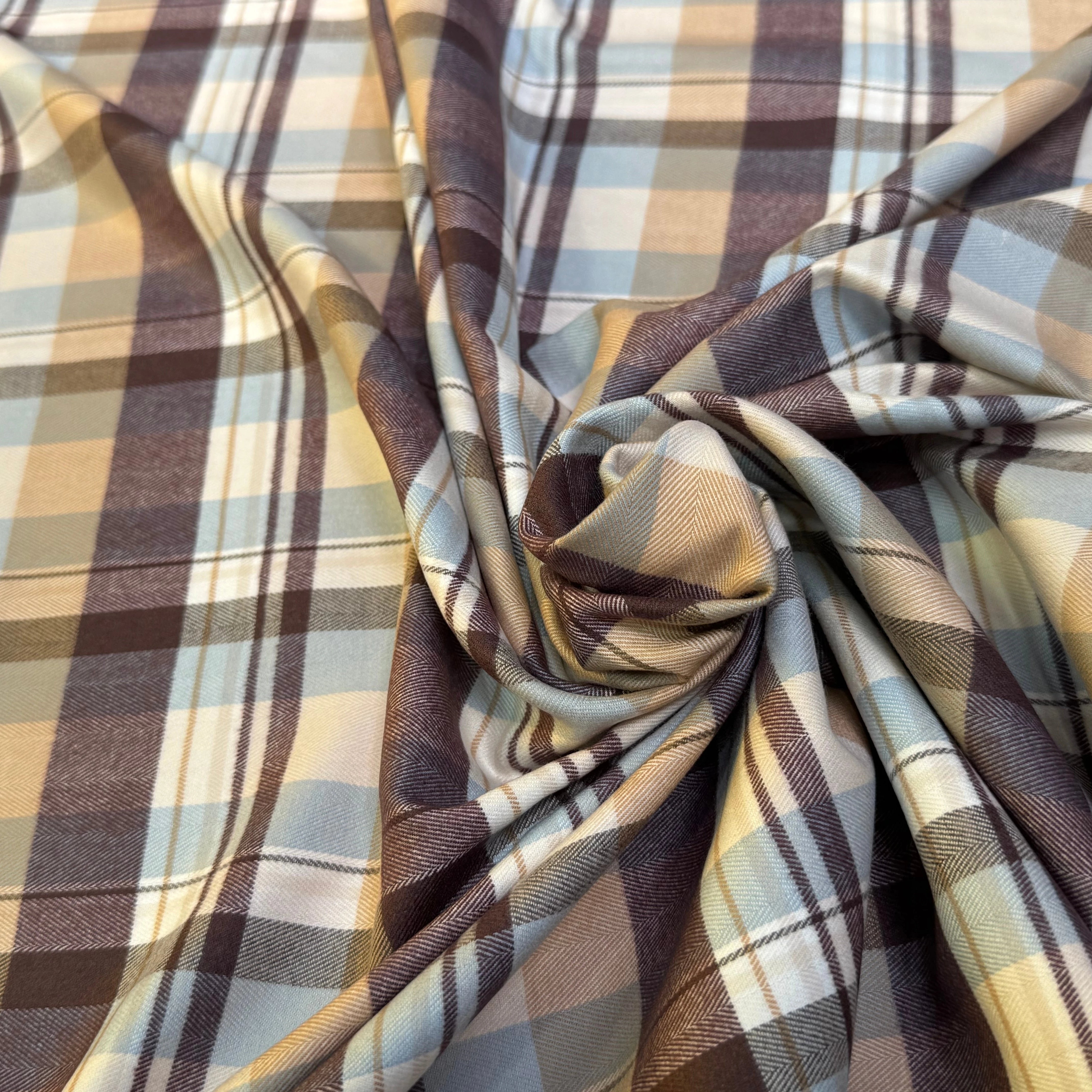 COTON CHEMISE FLANELLE DOUCE À CARREAUX COULEURS DU CIEL - My Little Coupon