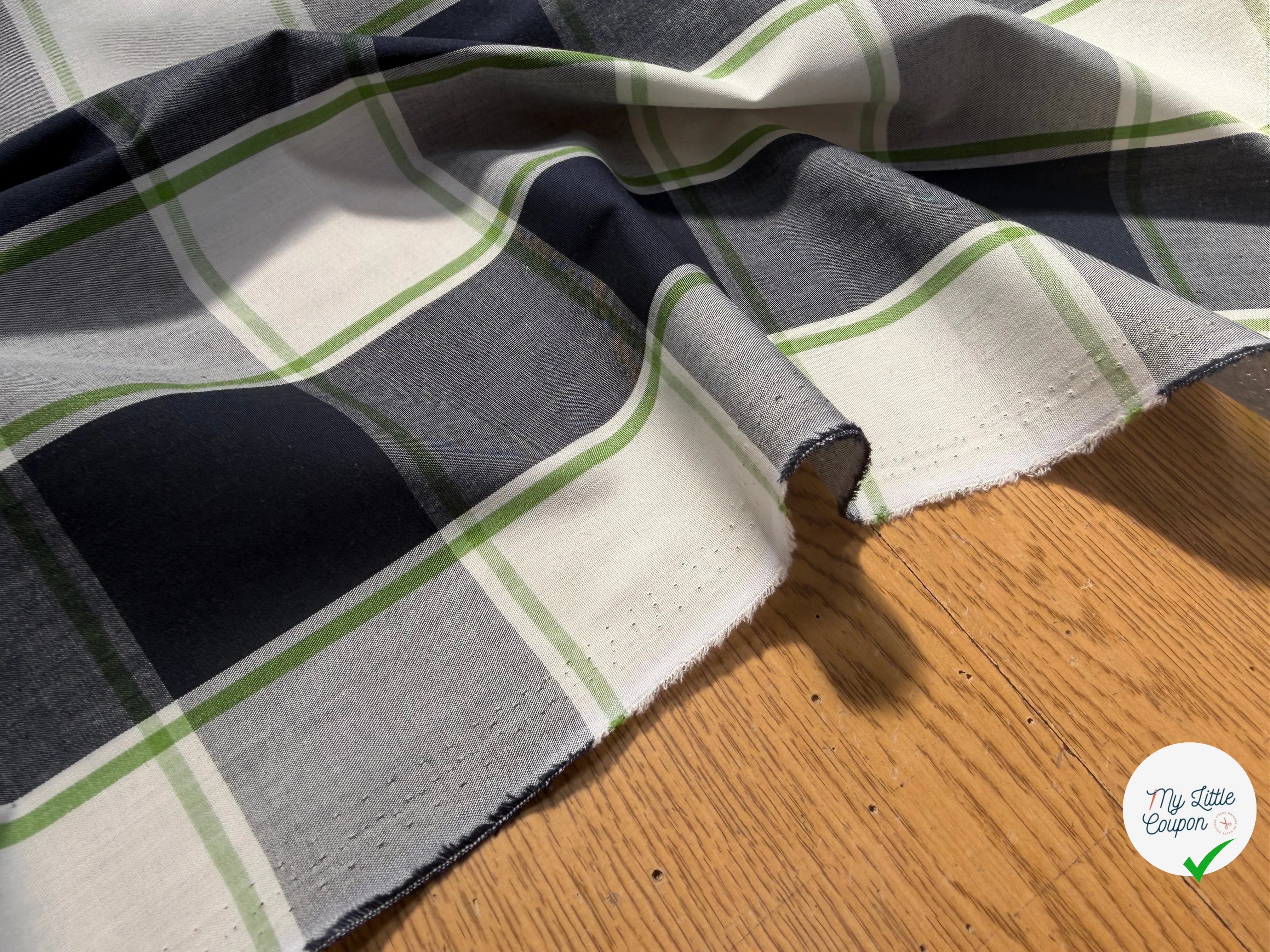 COTON CHEMISE GROS CARREAUX VERTS - My Little Coupon