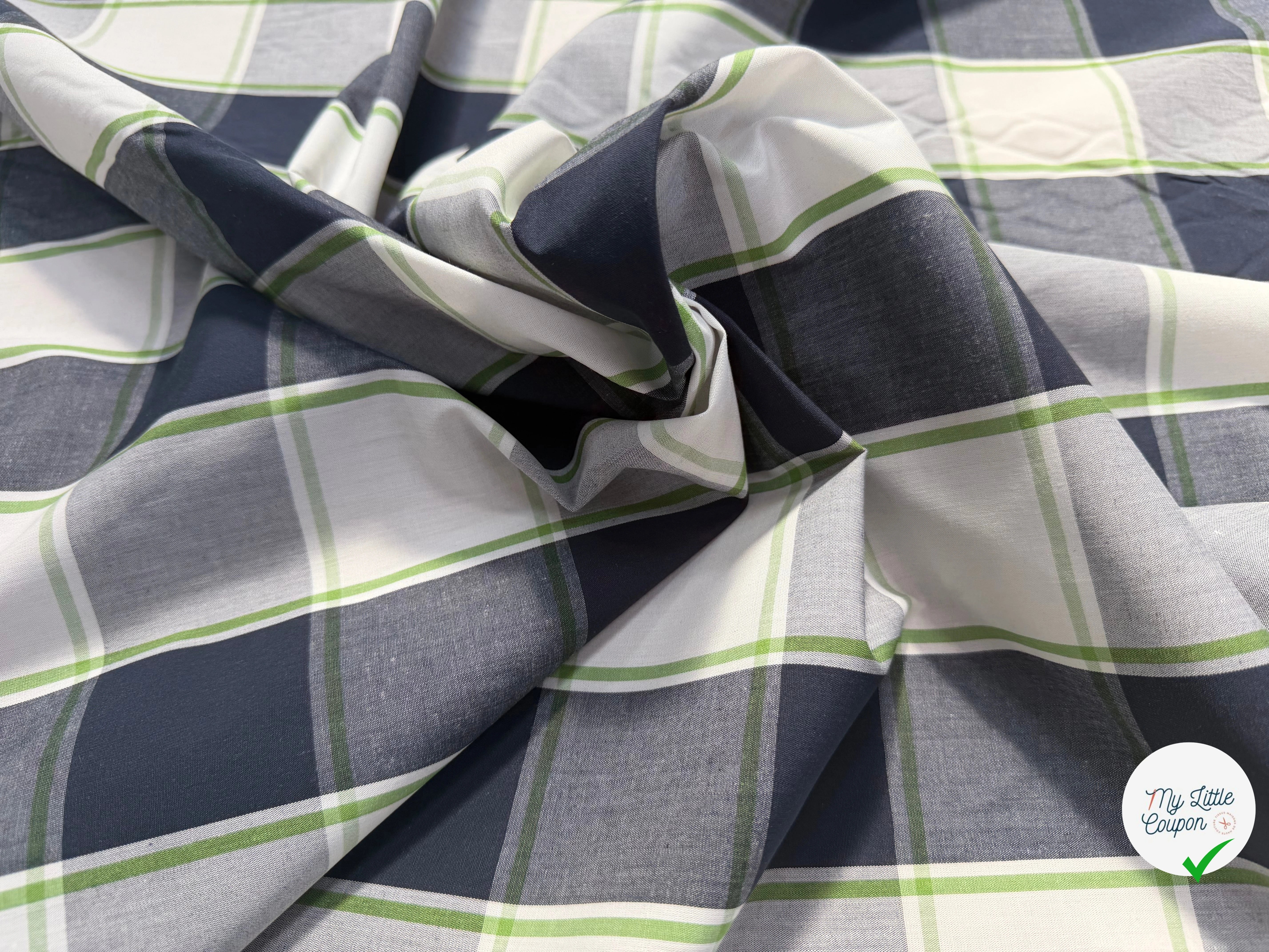 COTON CHEMISE GROS CARREAUX VERTS - My Little Coupon