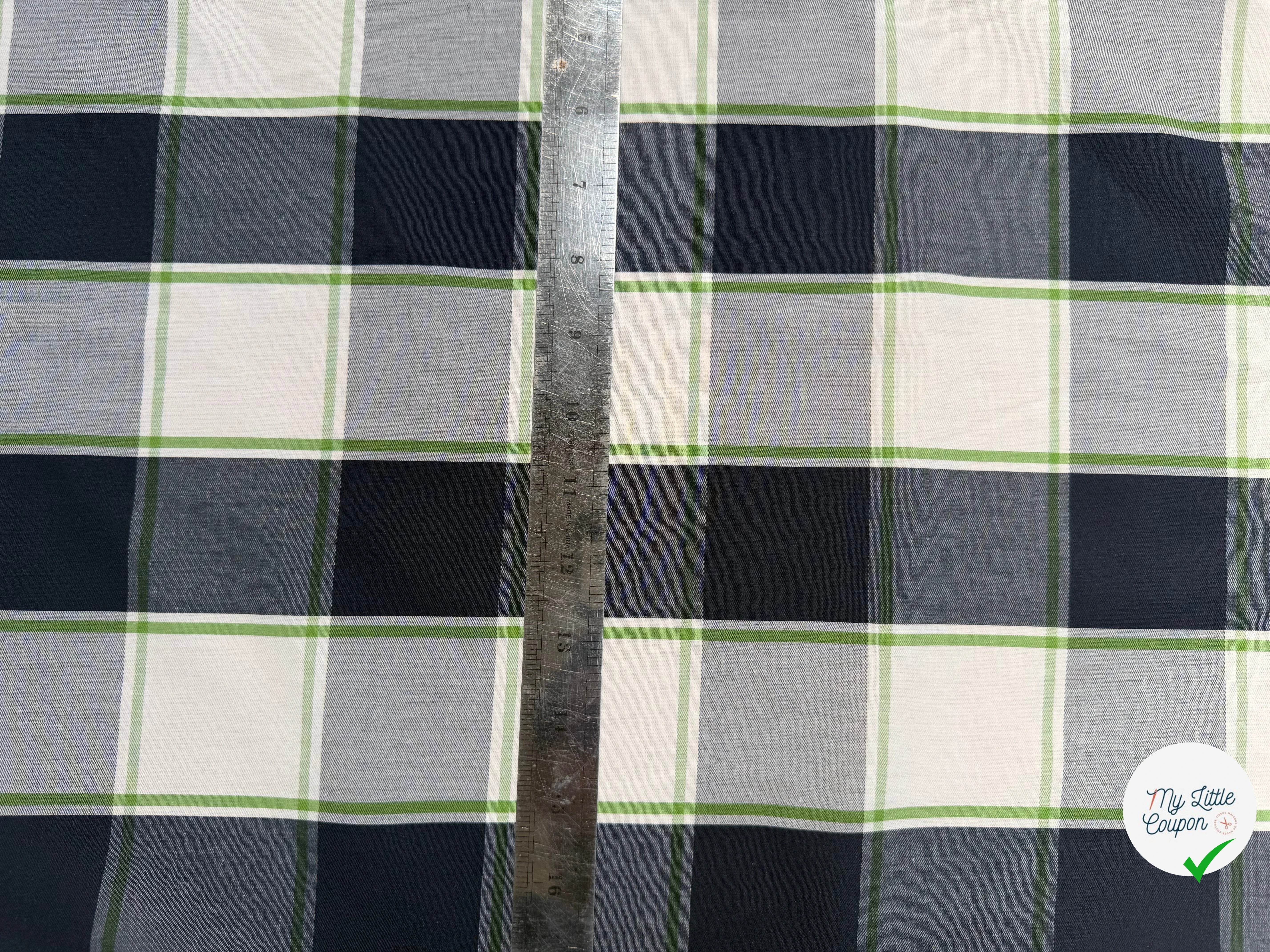COTON CHEMISE GROS CARREAUX VERTS - My Little Coupon