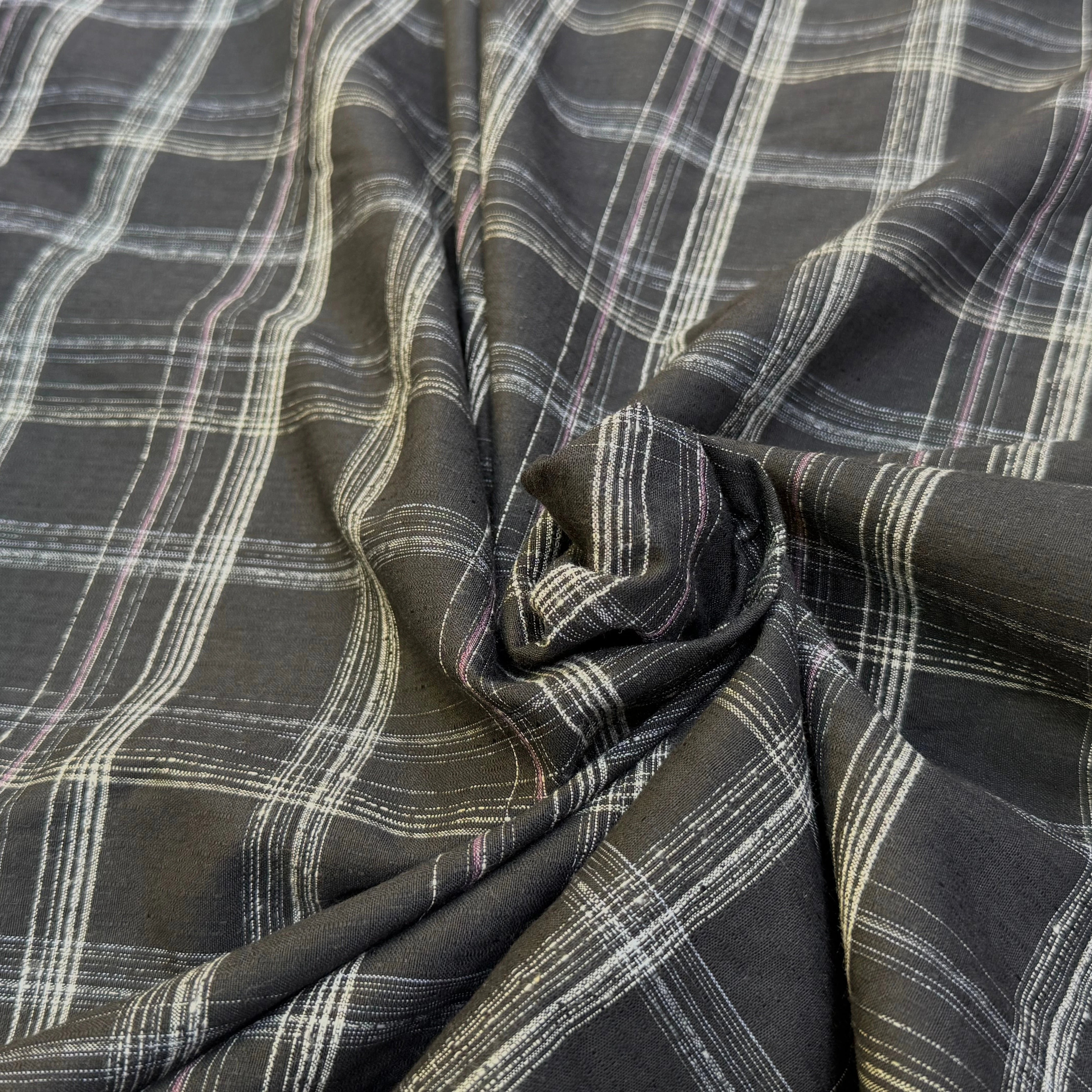 COTON CHEMISE LÉGÈREMENT DUVETEUX À CARREAUX ANTHRACITE NOIR - My Little Coupon