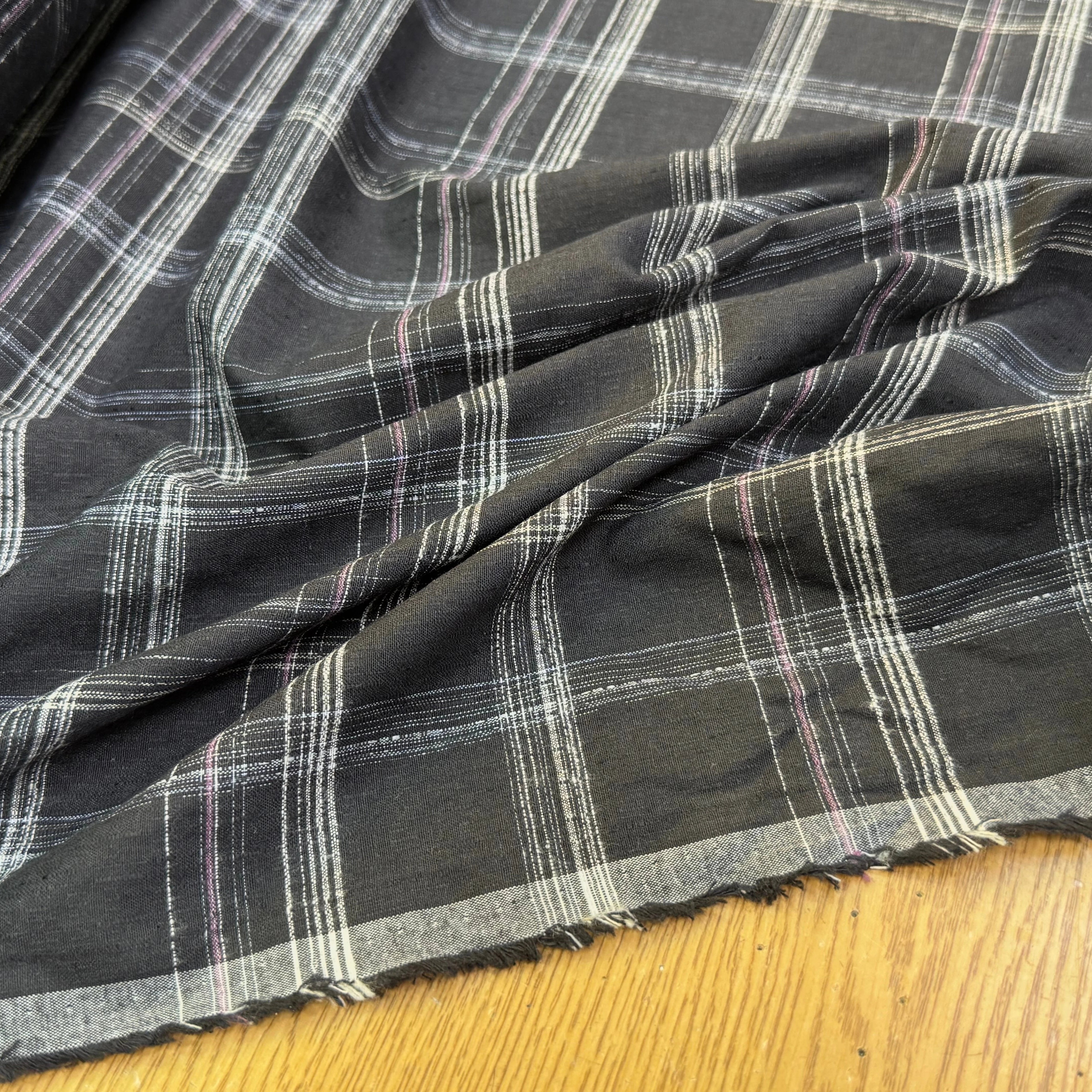 COTON CHEMISE LÉGÈREMENT DUVETEUX À CARREAUX ANTHRACITE NOIR - My Little Coupon