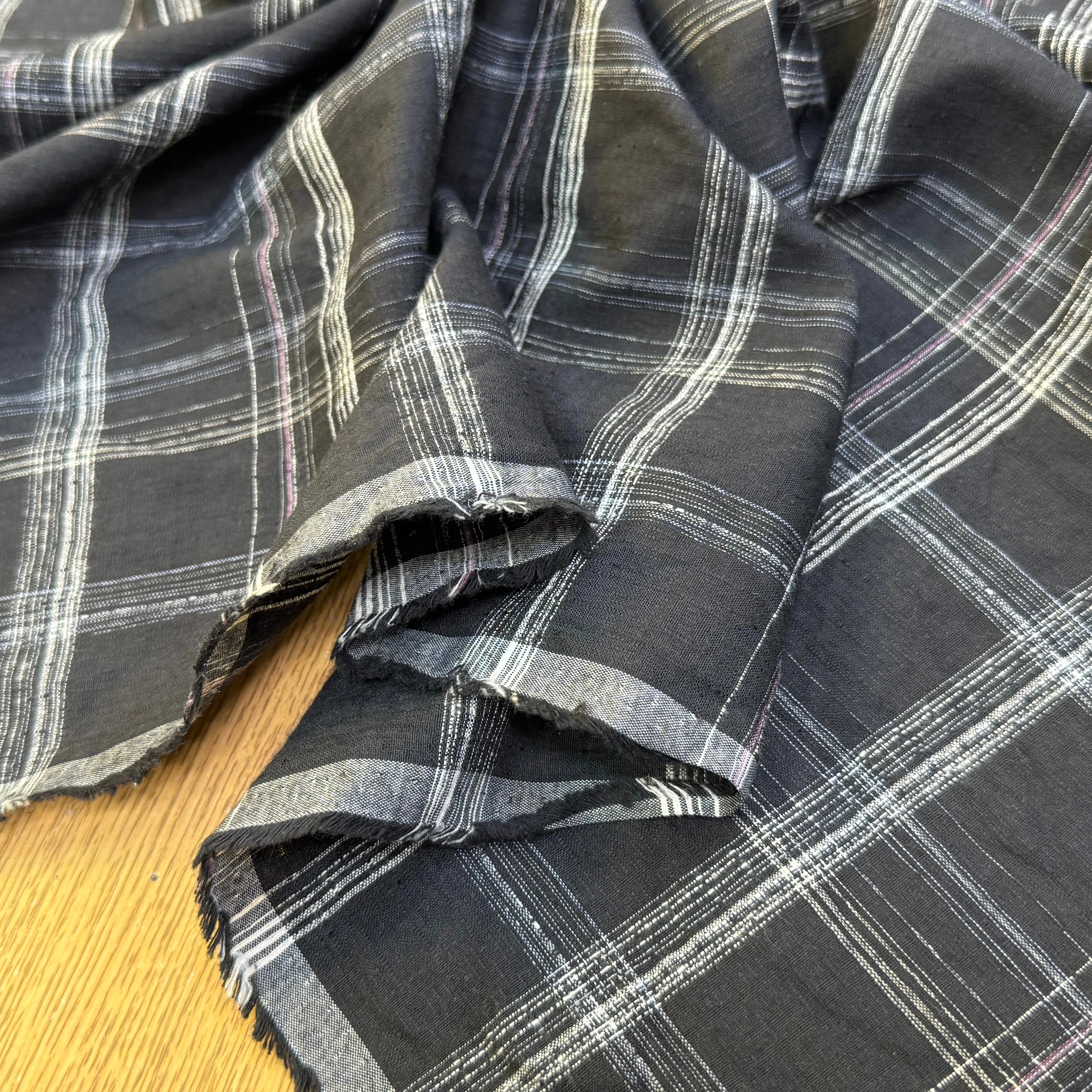 COTON CHEMISE LÉGÈREMENT DUVETEUX À CARREAUX ANTHRACITE NOIR - My Little Coupon