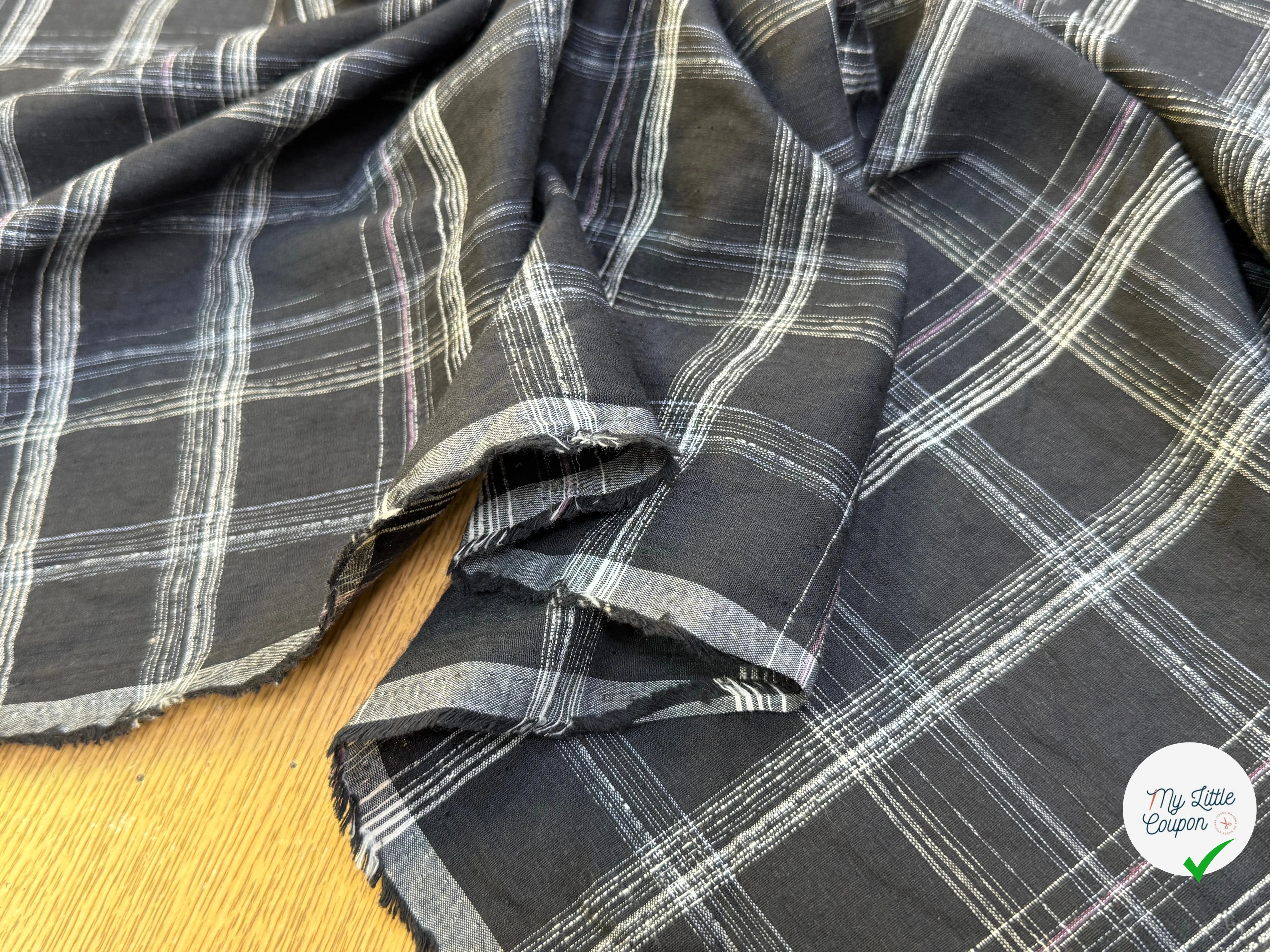 COTON CHEMISE LÉGÈREMENT DUVETEUX À CARREAUX ANTHRACITE NOIR - My Little Coupon
