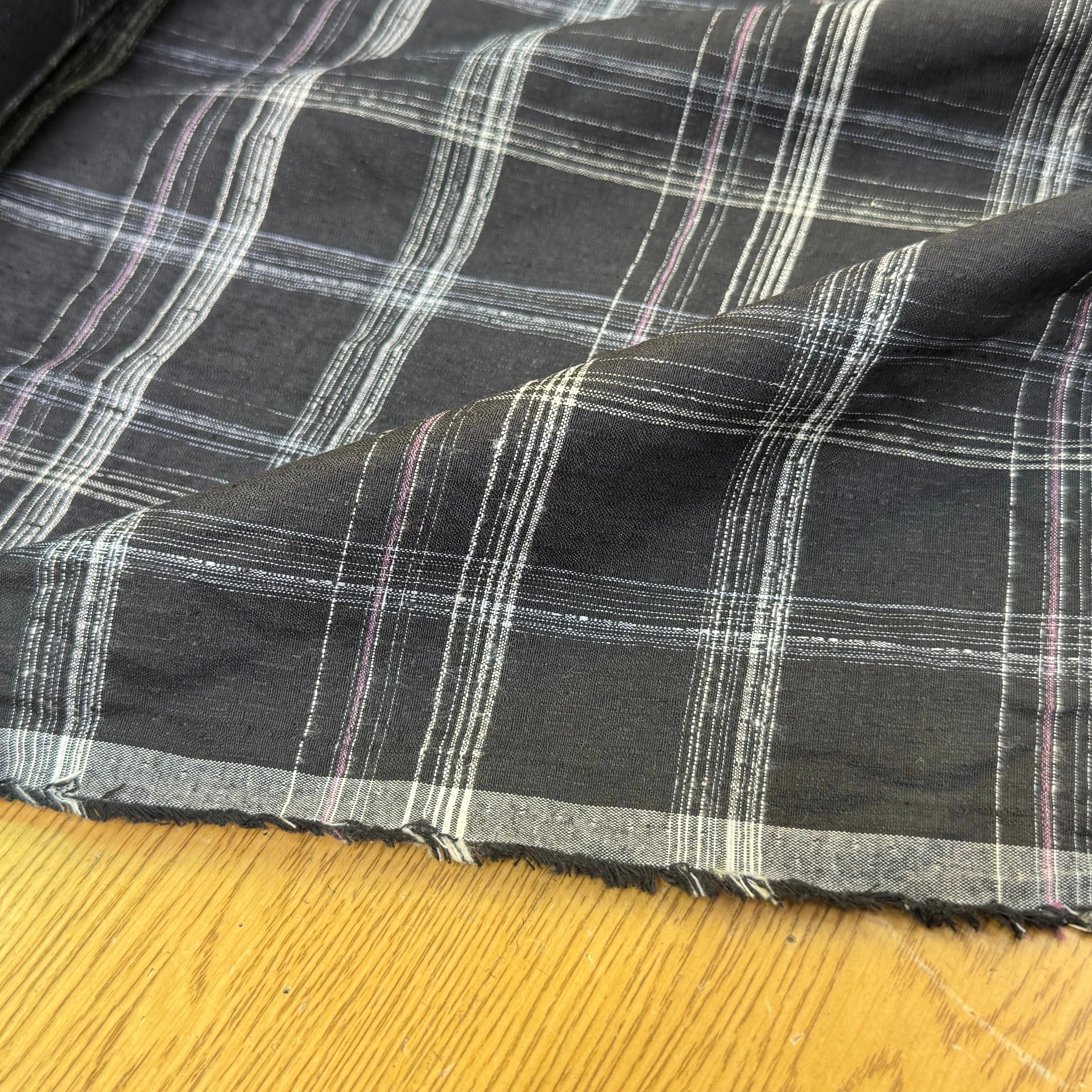 COTON CHEMISE LÉGÈREMENT DUVETEUX À CARREAUX ANTHRACITE NOIR - My Little Coupon