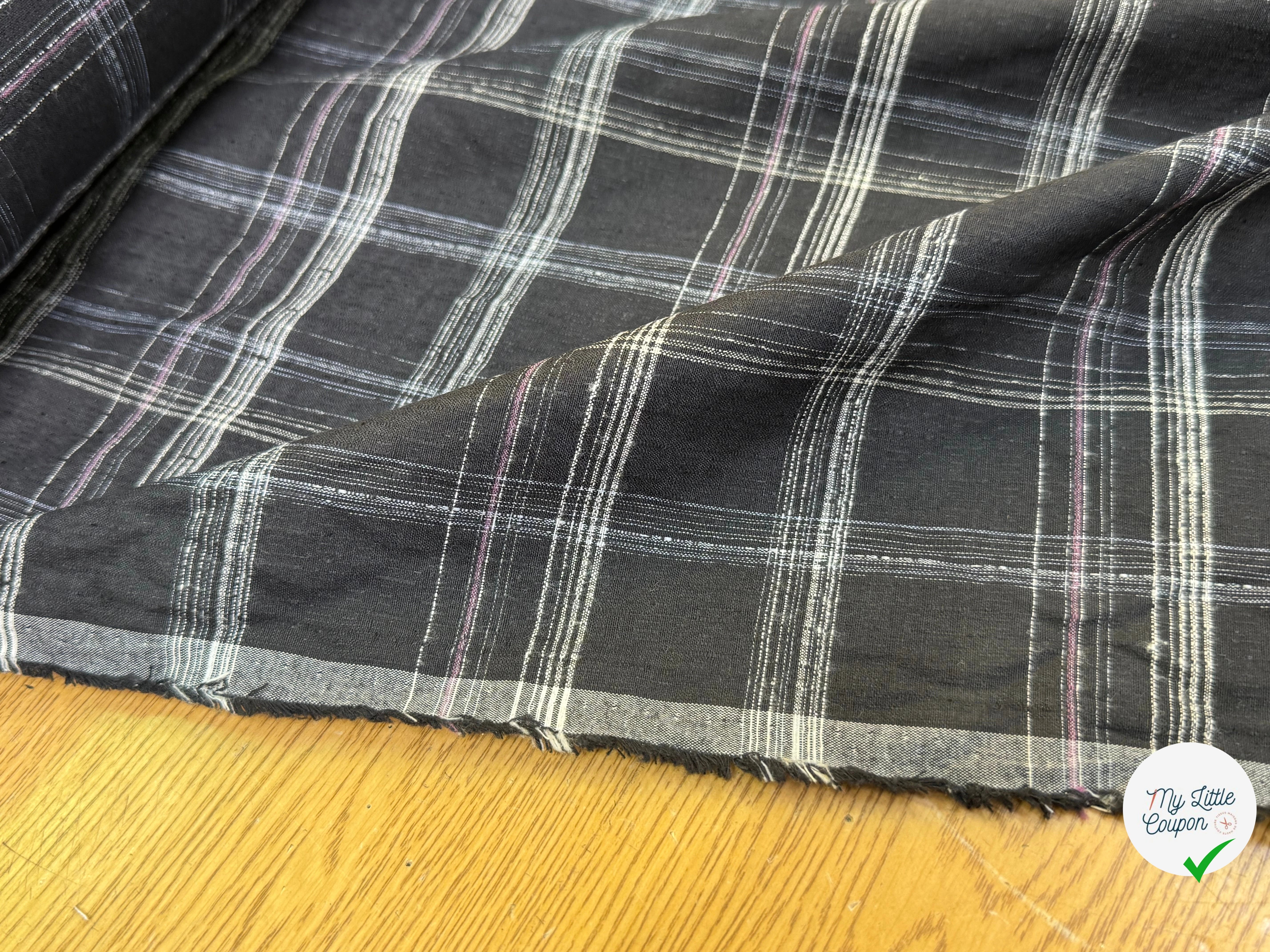 COTON CHEMISE LÉGÈREMENT DUVETEUX À CARREAUX ANTHRACITE NOIR - My Little Coupon