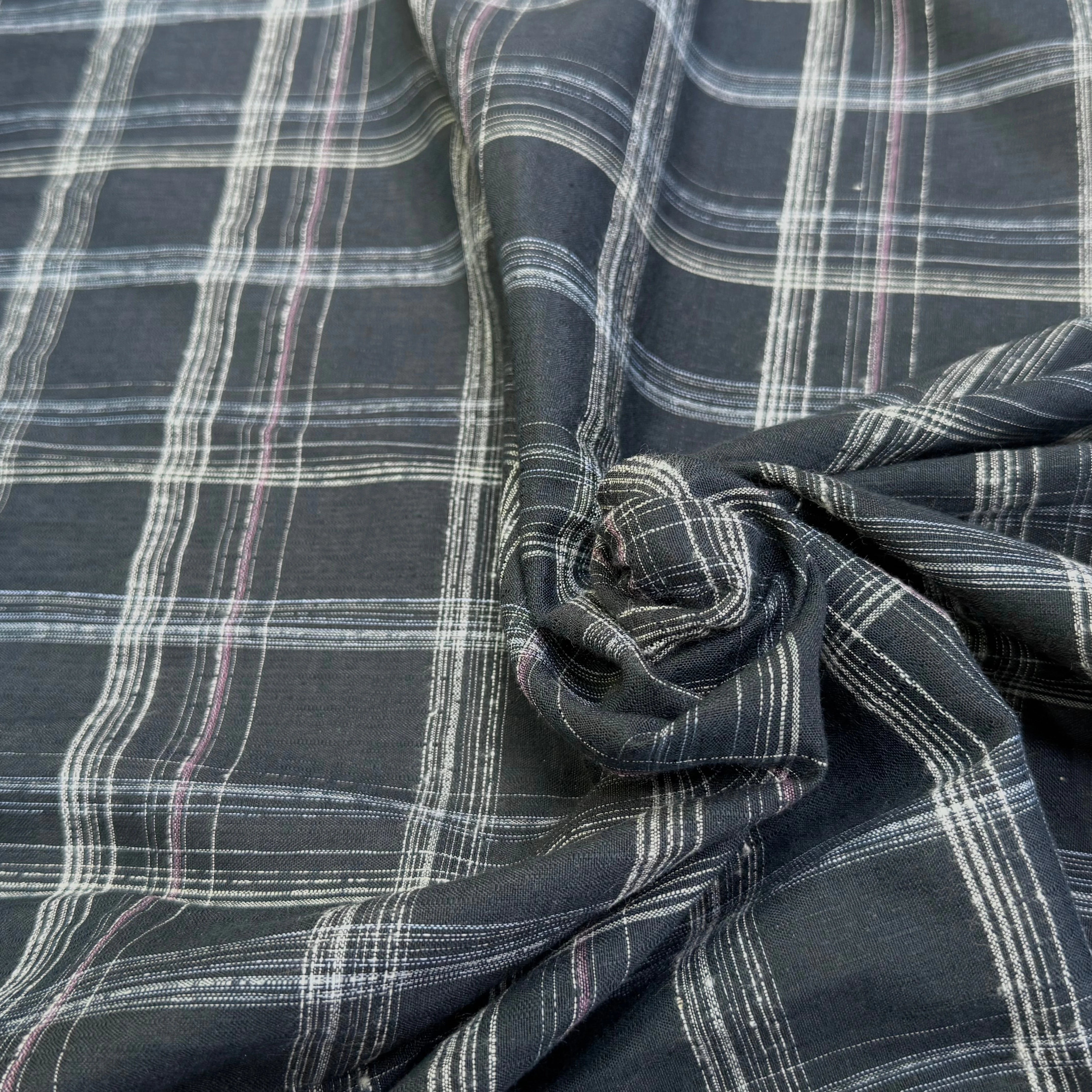 COTON CHEMISE LÉGÈREMENT DUVETEUX À CARREAUX GRIS BLEUTÉ - My Little Coupon
