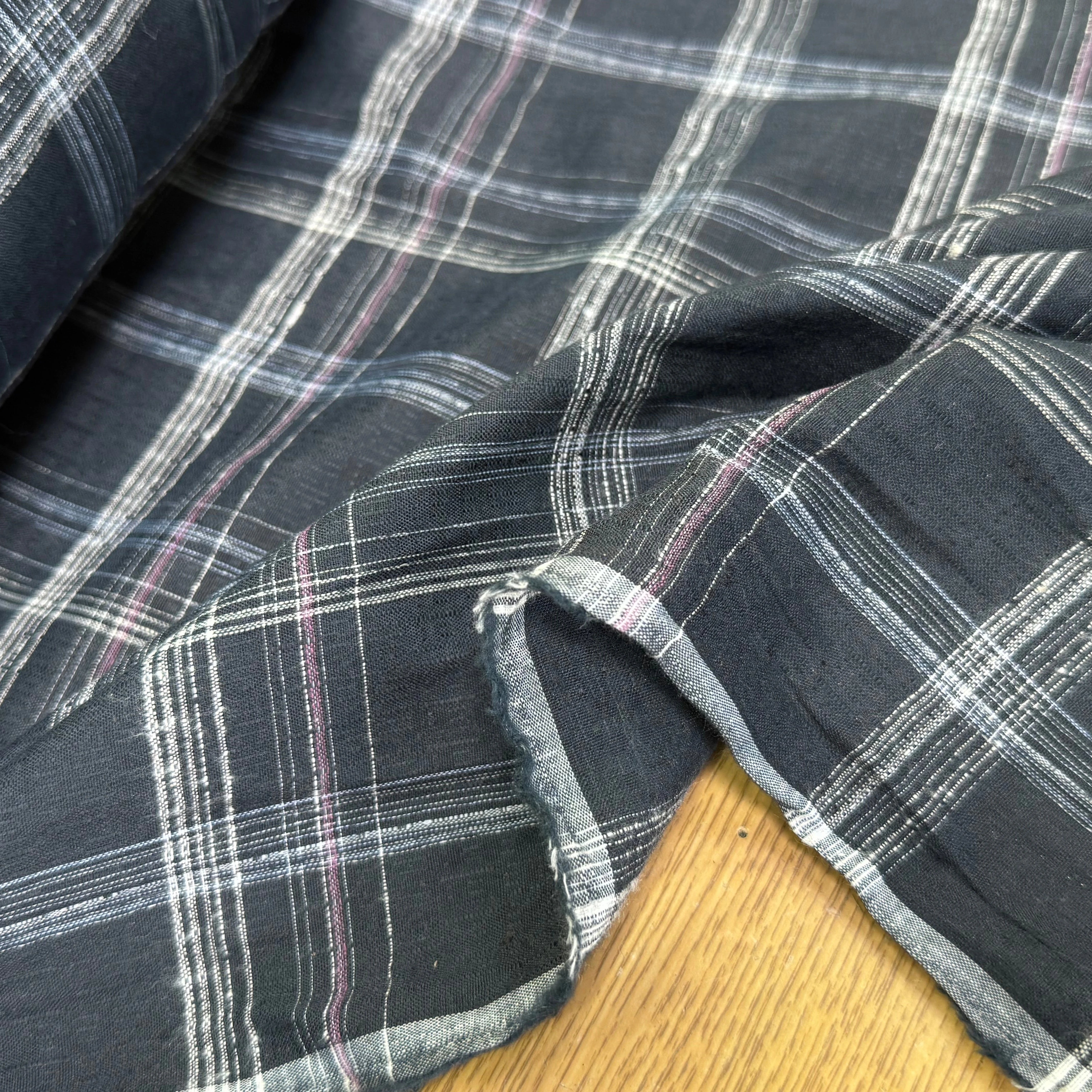 COTON CHEMISE LÉGÈREMENT DUVETEUX À CARREAUX GRIS BLEUTÉ - My Little Coupon