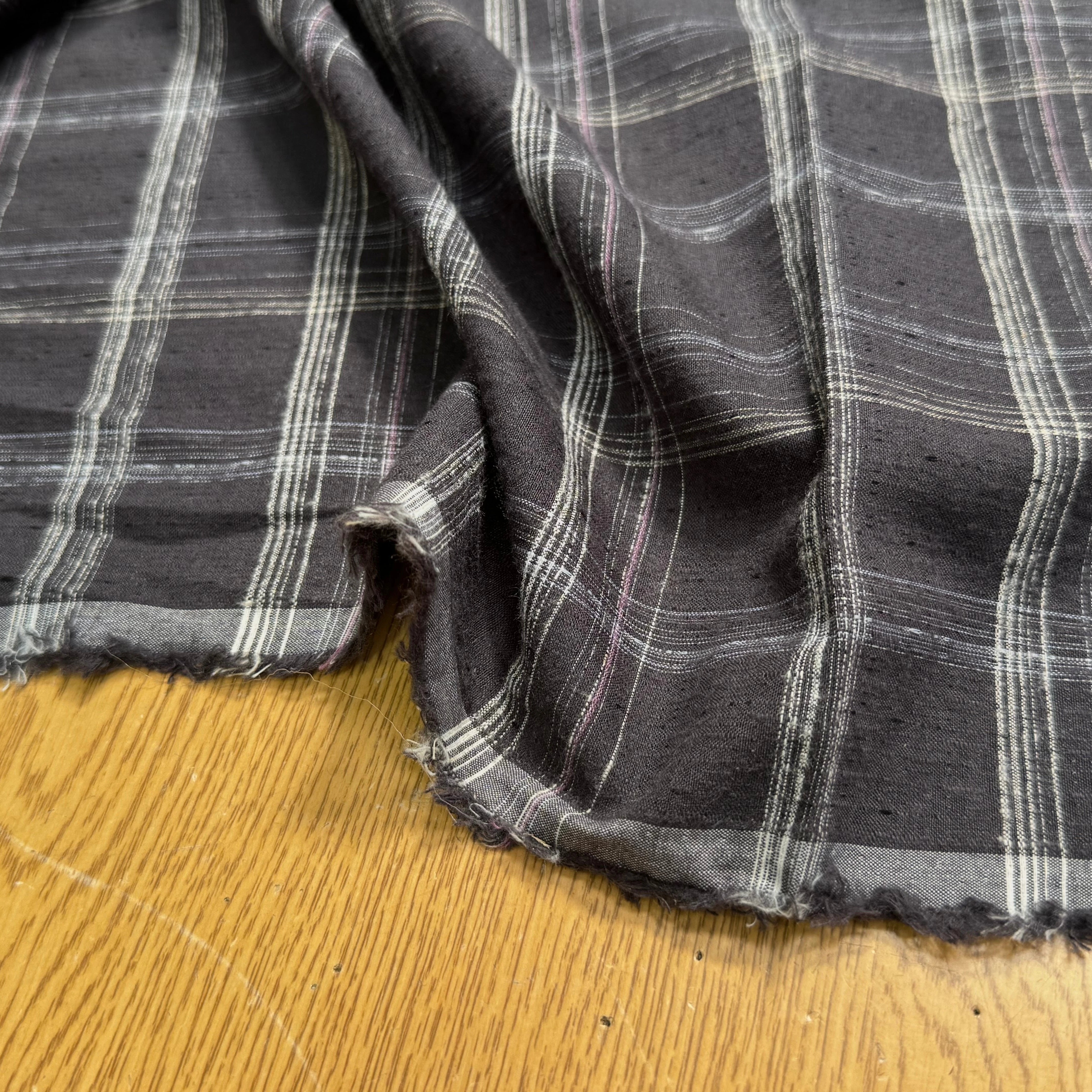 COTON CHEMISE LÉGÈREMENT DUVETEUX À CARREAUX GRIS NAVY - My Little Coupon