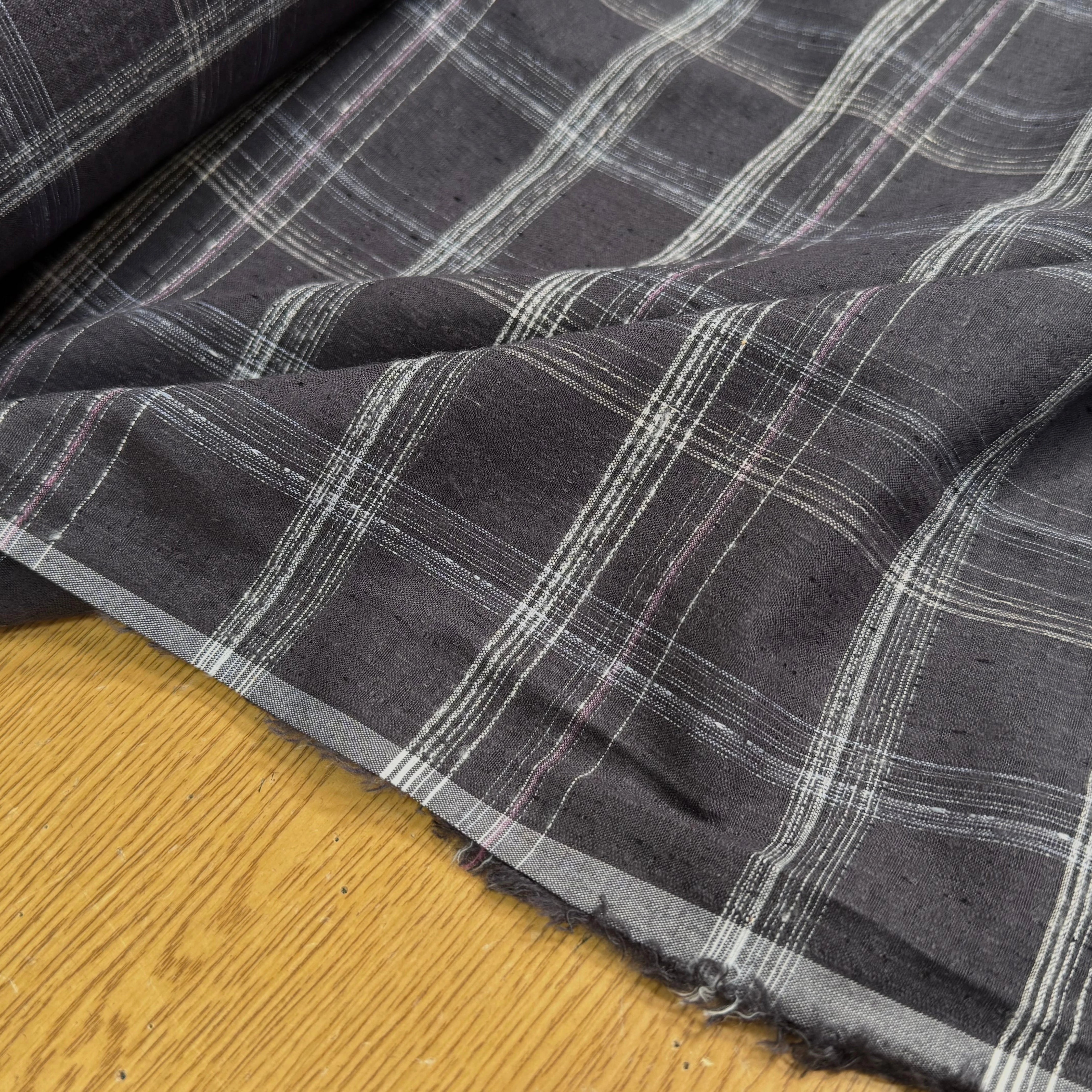 COTON CHEMISE LÉGÈREMENT DUVETEUX À CARREAUX GRIS NAVY - My Little Coupon