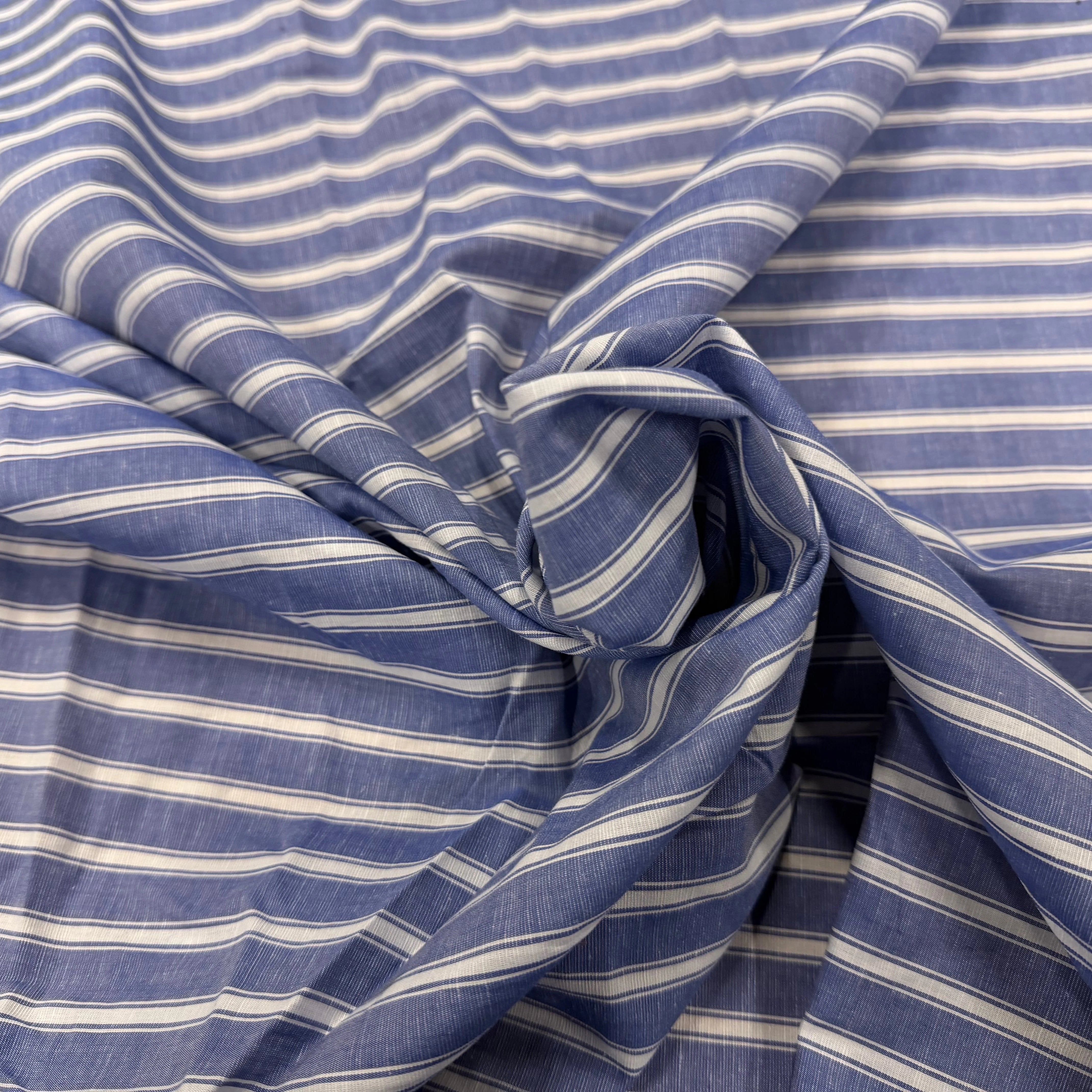 COTON CHEMISE RAYURES BLANCHES SUR BLEU - My Little Coupon