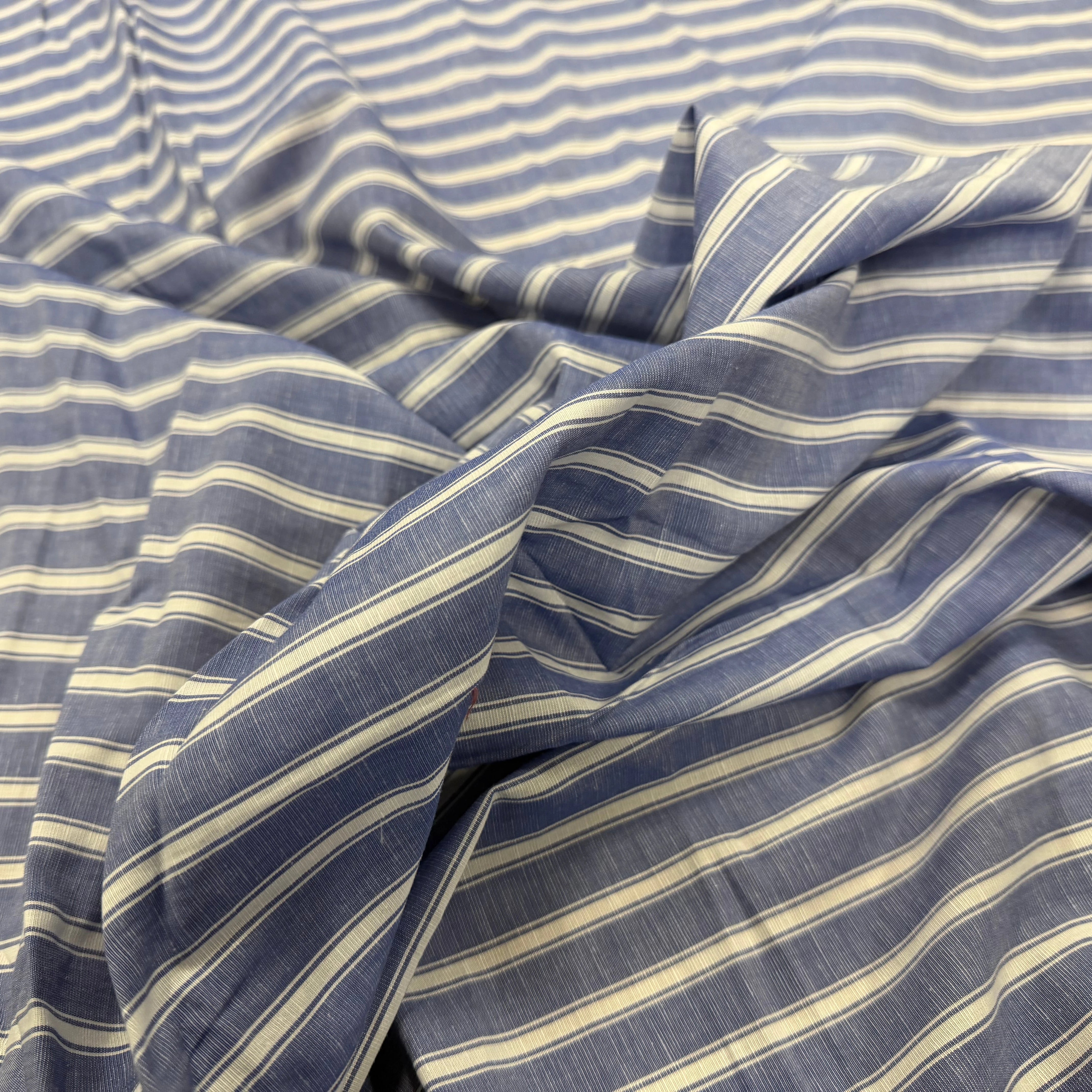 COTON CHEMISE RAYURES BLANCHES SUR BLEU - My Little Coupon